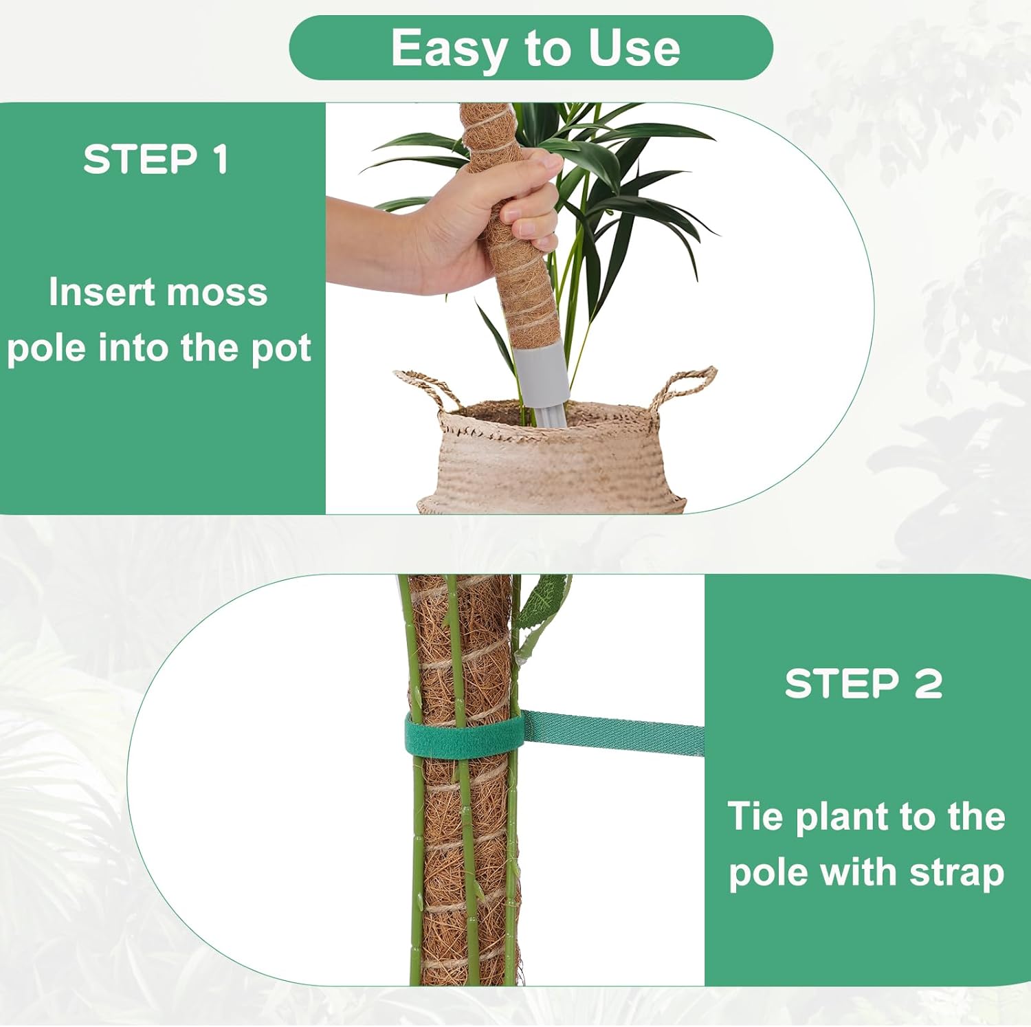 1 Pack Moss Pole, 28 Inch Monstera Plant Support, Moss Poles for Climbing Plants Indoor DIY, Coco Coir Plant Pole Moss Plant Stick Support Stake Kit for Potted Plants, Pothos, Philodendron