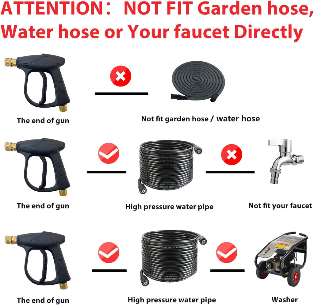 Sooprinse Short Pressure Washer Gun With Foam Cannon, High Pressure Snow Foam Lance, 1/4 Inch Quick Connector, Power Washer Blaster, Car Wash Mitt, 3000 PSI, 1 Liter