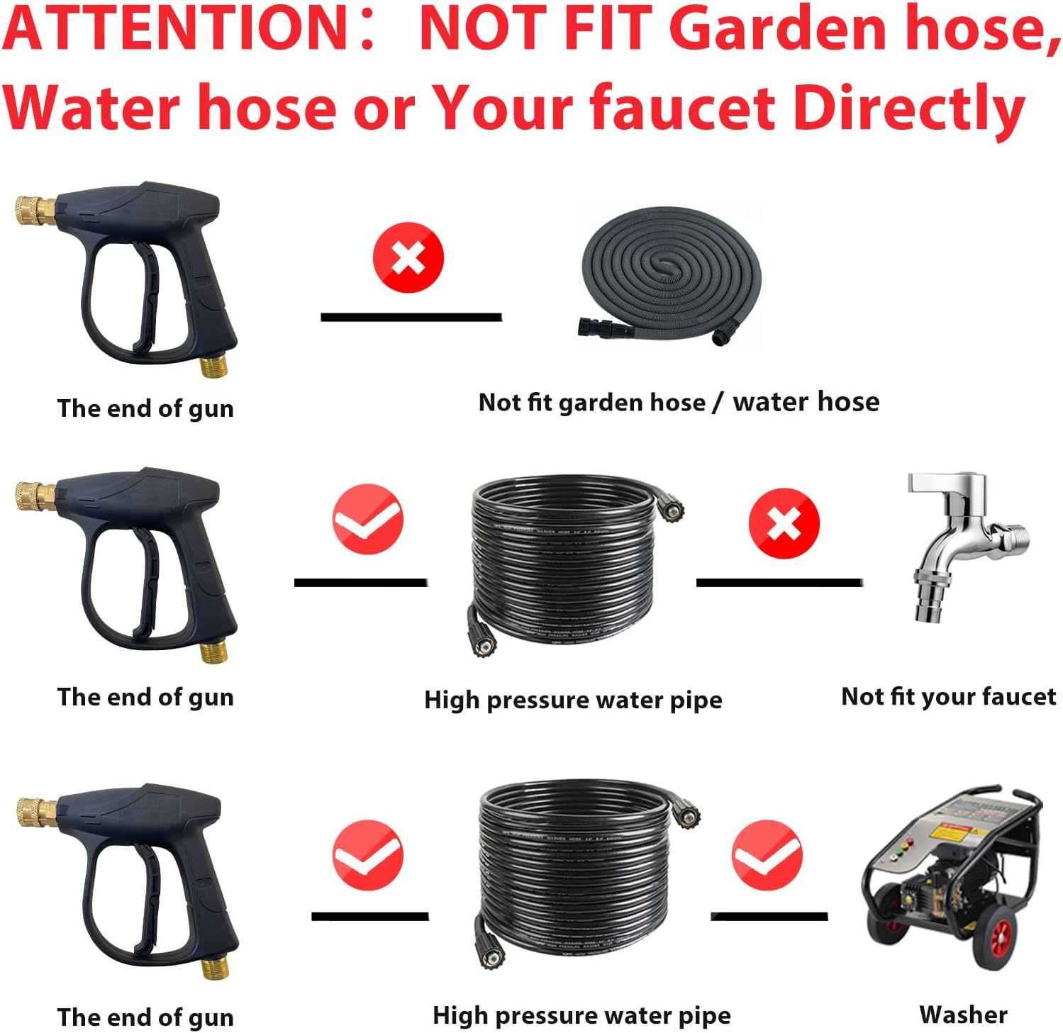 Sooprinse Short Pressure Washer Gun With Foam Cannon, High Pressure Snow Foam Lance, 1/4 Inch Quick Connector, Power Washer Blaster, Car Wash Mitt, 3000 PSI, 1 Liter