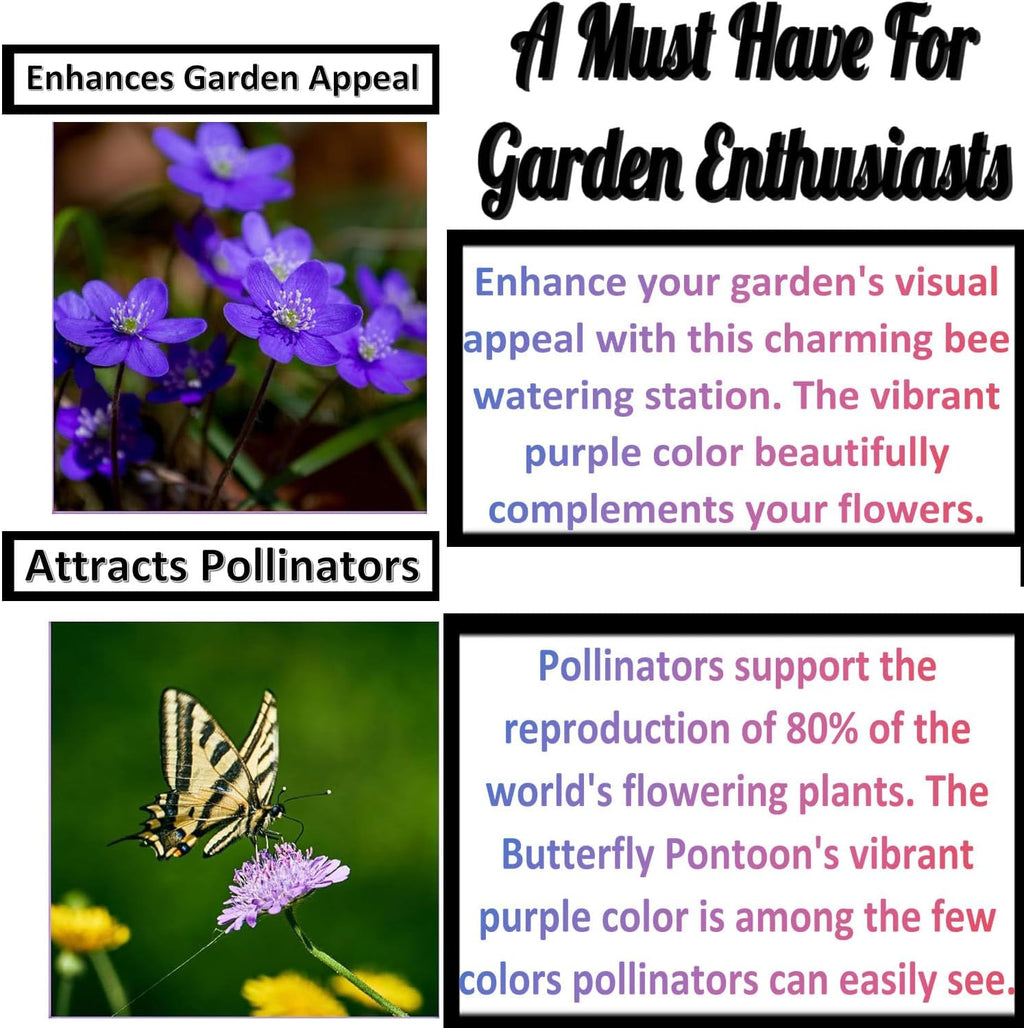 4 Pack Floating Bee Watering Station for Garden, Butterfly Feeder Bee Waterer Wildlife Baths Pollinator, Outdoor Pool & Garden Decor(Purple Butterfly)