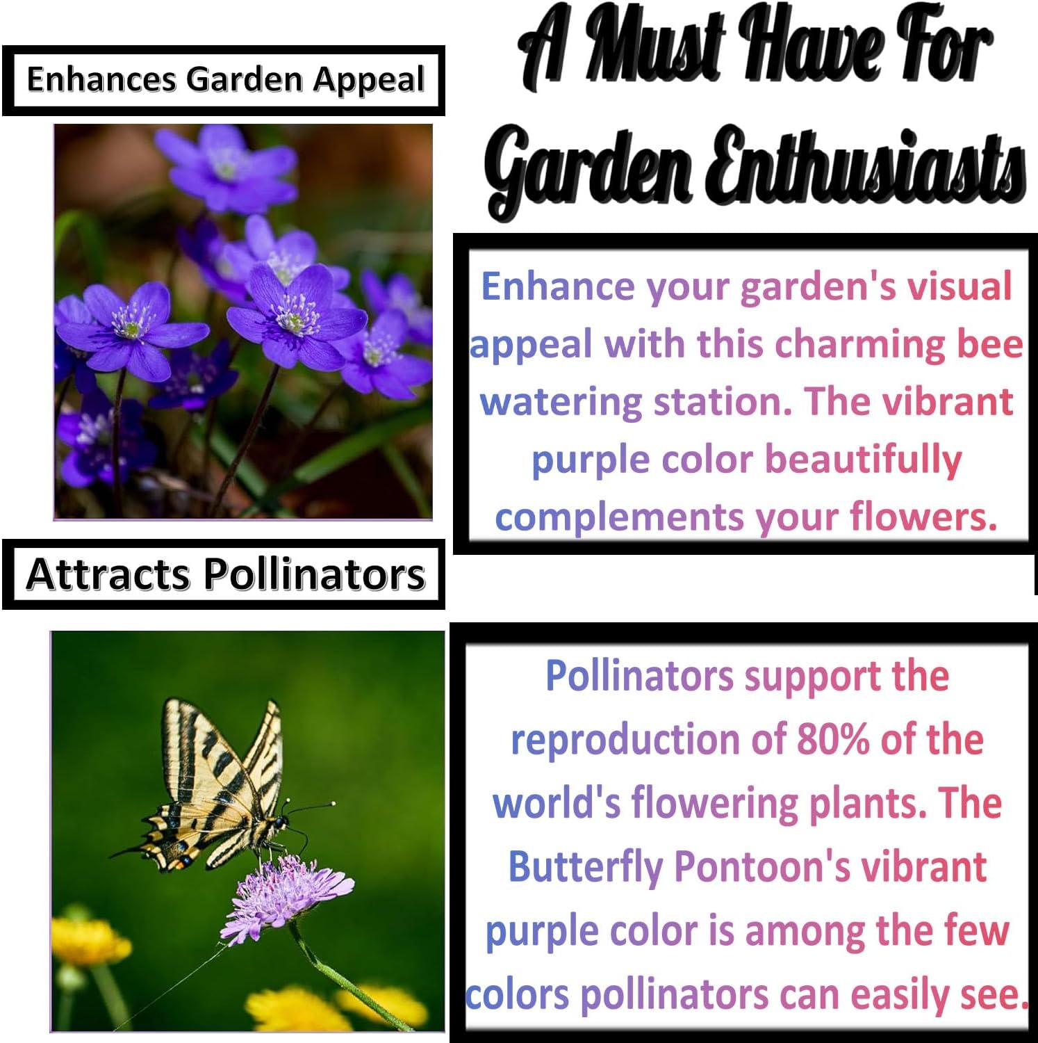 4 Pack Floating Bee Watering Station for Garden, Butterfly Feeder Bee Waterer Wildlife Baths Pollinator, Outdoor Pool & Garden Decor(Purple Butterfly)