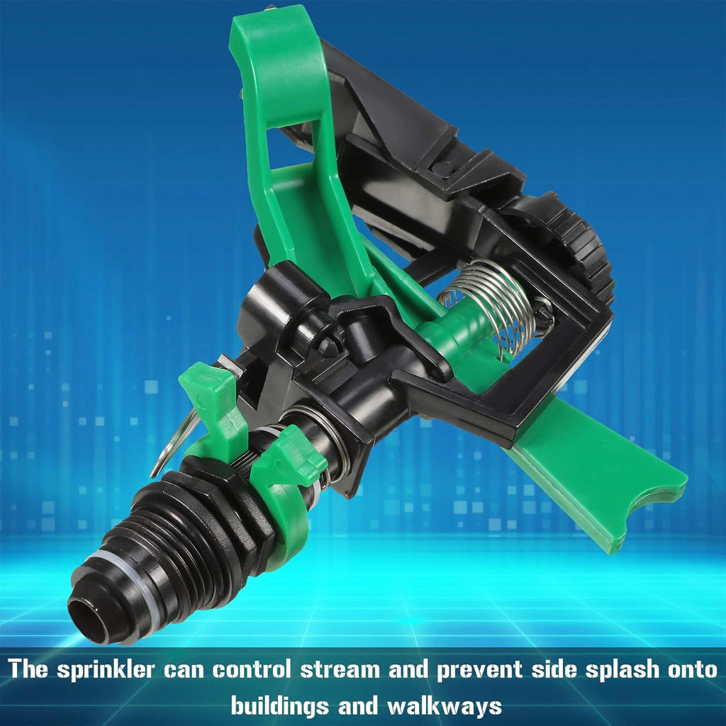 1/2 Inch Plastic Impact Sprinklers Adjustable 0 Degree to 360 Degree Pattern Plastic Sprinkler Head for Garden Watering Supplies (2 Pieces)