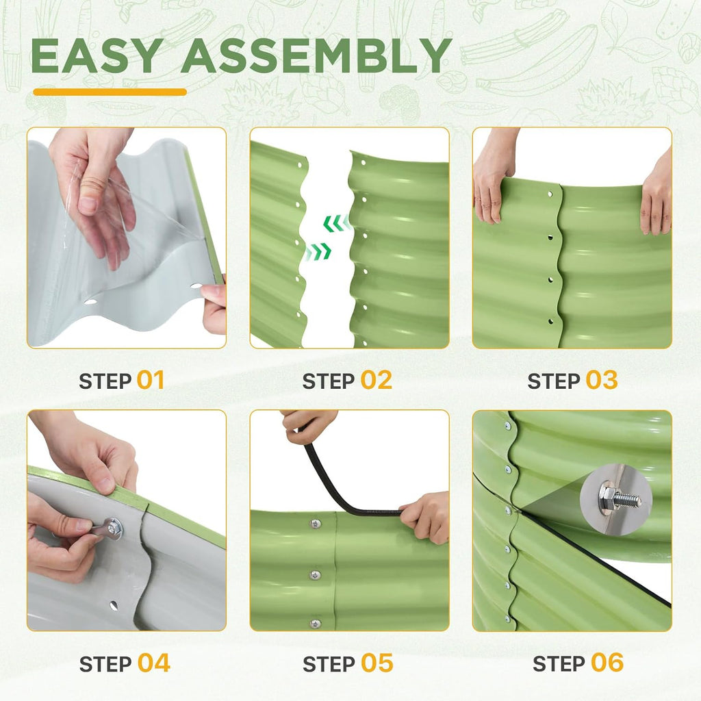 EAGLE PEAK 2-Tier Galvanized Raised Garden Bed Planters, Planter Boxes Outdoorfor Vegetables, Flowers and Herbs, Assembly Modular - 33in Overall Height, 41'' L x 43'' W, Olive Green