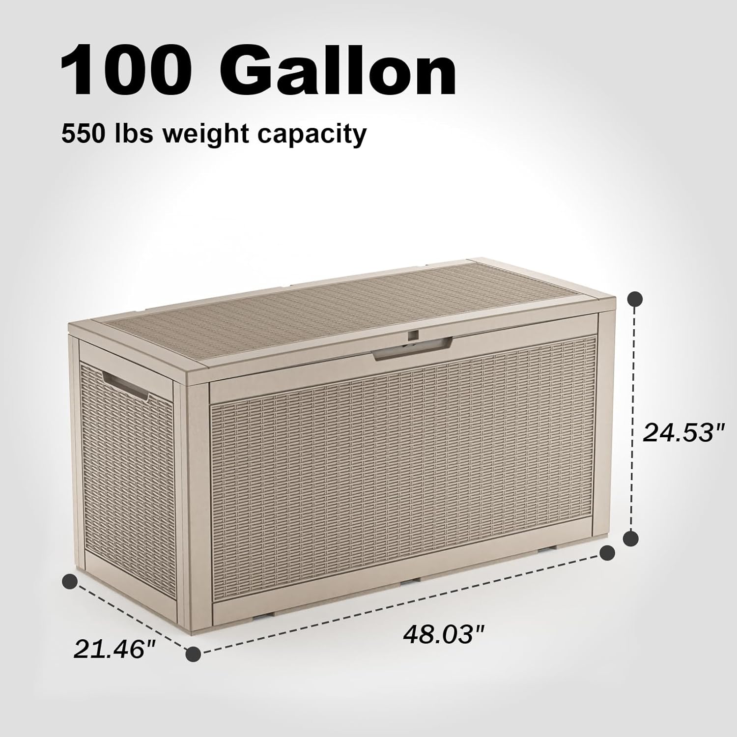 102 Gallon Outdoor Storage Box Waterproof, UV Resistant Resin Deck Box with Hydraulic Rod, Lockable Design and Enhanced Durability for Patio, Garden, and Poolside Use