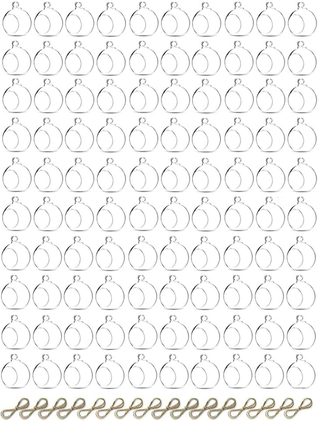 Sziqiqi Hanging Glass Globes Orbs Tea Light Candle Holders fillable with Trinkets for Wedding Ornaments, Wedding Birthday Christmas Party Centerpiece Accessory 2.36inch 100pcs +8 Extra