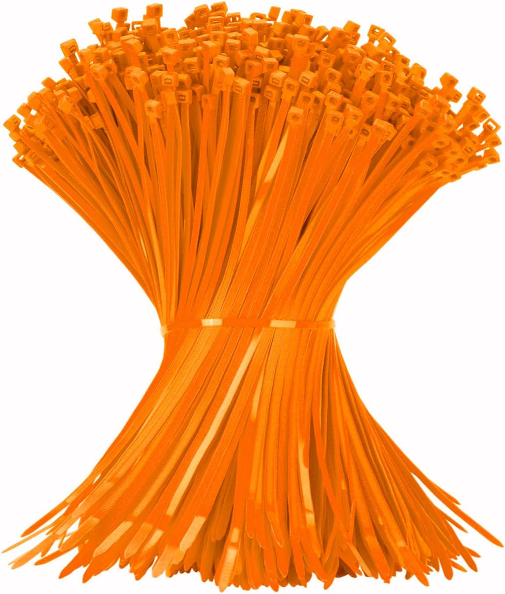 12 Inch Zip Ties Orange 1000 PCS, 50 Lbs- Heavy Duty Tensile Strength, Nylon PA66 UV Resistant Cable Ties for Indoor and Outdoor Use - Ideal for object bundling and fastening