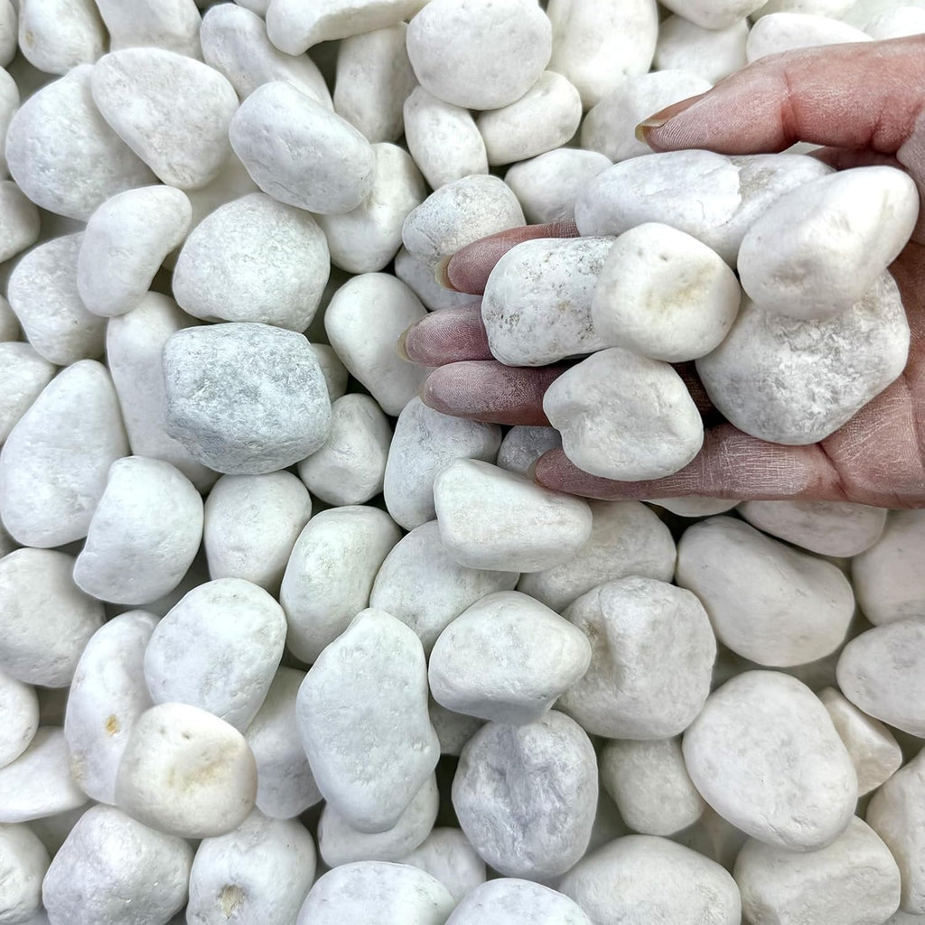 40 lbs White Rocks for Landscaping, 1-2 Inch White Gravel. Decorative Pebbles Stones for Plants, Vases, Craft and Garden