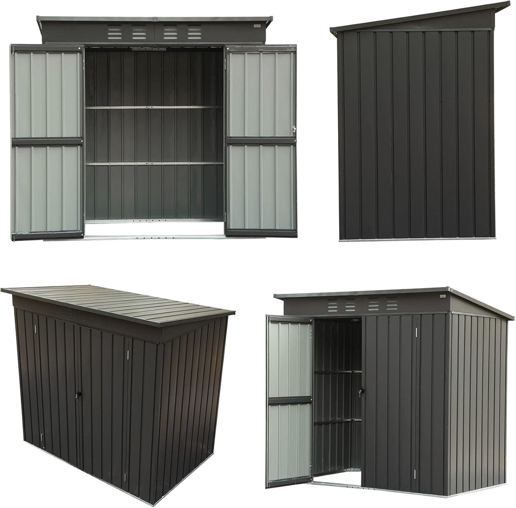 Domi Outdoor 5’ x 3’ Storage Shed, Metal Sheds Tool Storage Slope Roof with Lockable Door & Air Vents, Outdoor Galvanized Steel Sheds for Backyard,Garden,Patio,Lawn