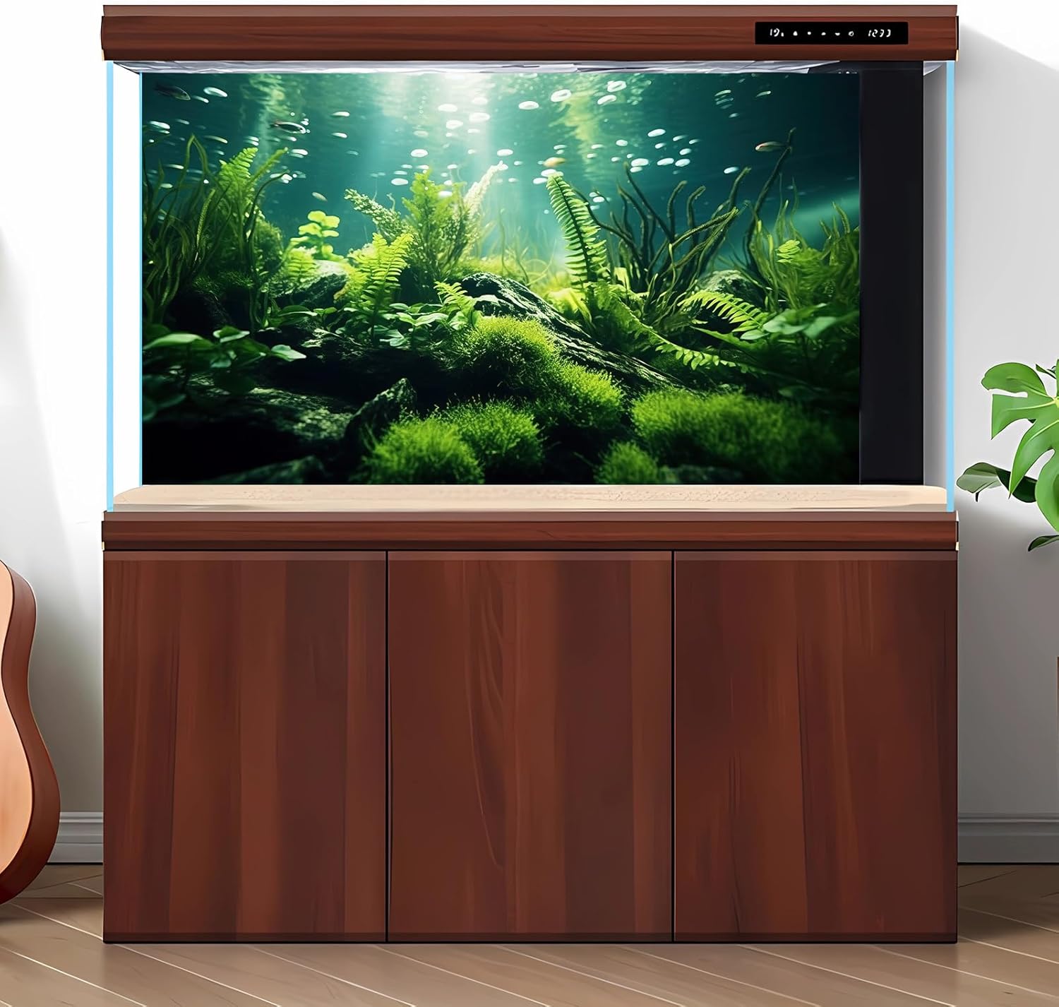 Underwater Fish Tank Background Under The Sea Aquatic Plants Aquarium Background Ocean Floor Rock Terrarium Backgrounds Tropical Fish Green Seaweeds Aquarium Backgrounds for Fish Tank Decor 60x24in