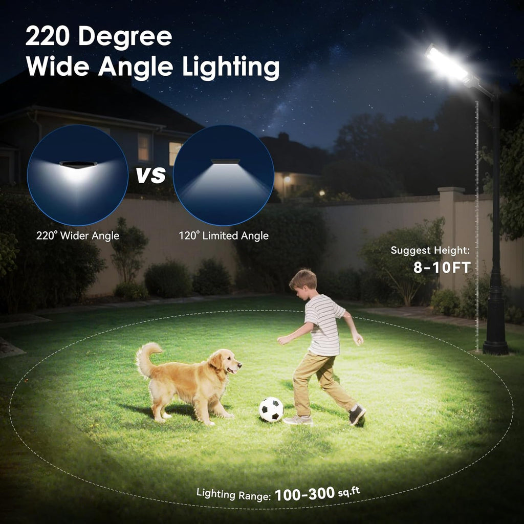 Solar Lights Outdoor Waterproof, 6500K 13000LM LED Dusk to Dawn Solar Street Light, Solar-Powered Flood Lights with Motion Sensor and Remote Control, Solares Parking Lot Light for Yard Walkway, 6-Pack