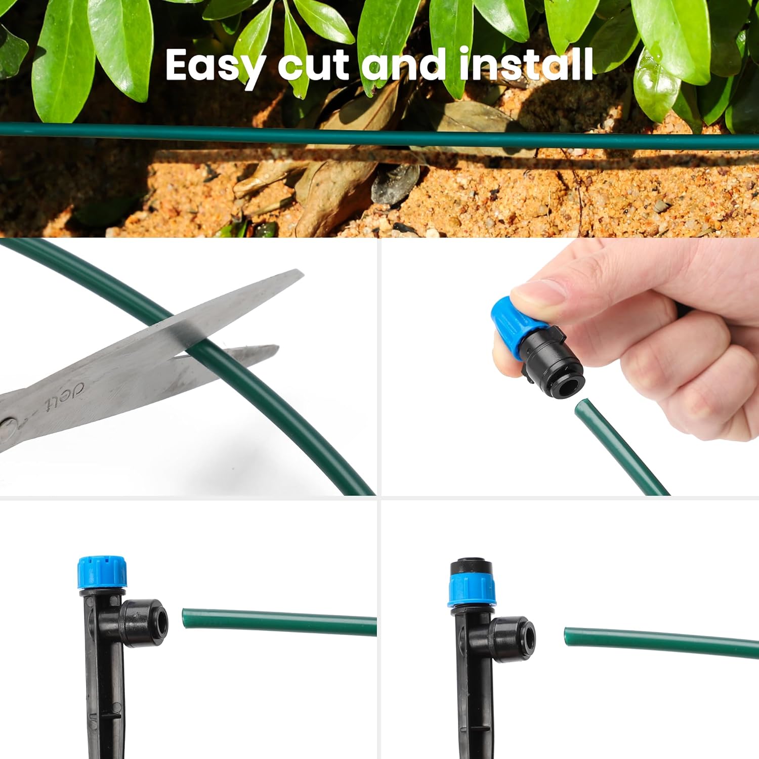 100FT 1/4 inch Drip Irrigation Tubing Blank Distribution Garden Watering Tube Line for DIY Quick-Connect Drip Irrigation Parts and Drip Systems, Green