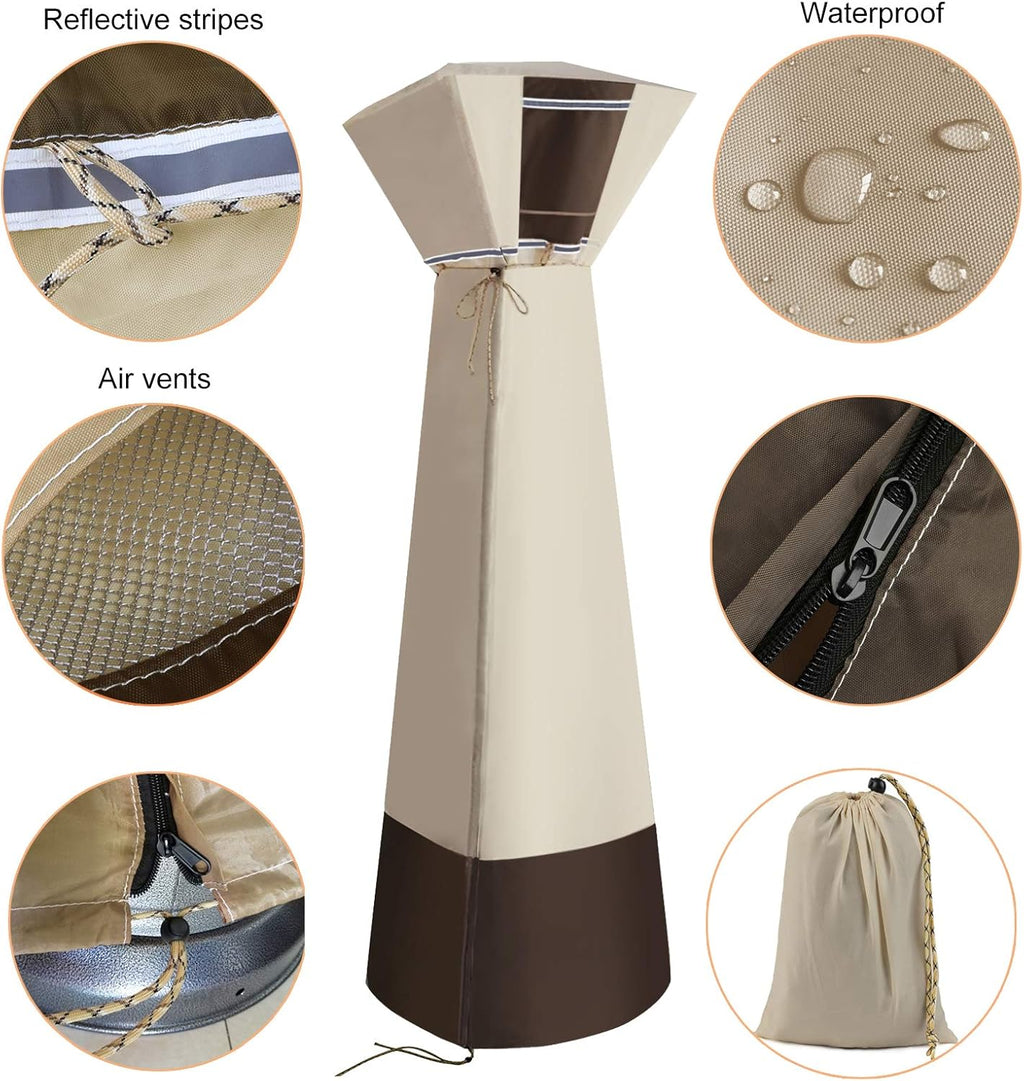 Outdoor Square Patio Heater Cover - Water-Resistant Heavy Duty Oxford Fabric with Zipper, PU Coating, Anti-UV, Windproof, Anti-Dust (90"*21"*21")