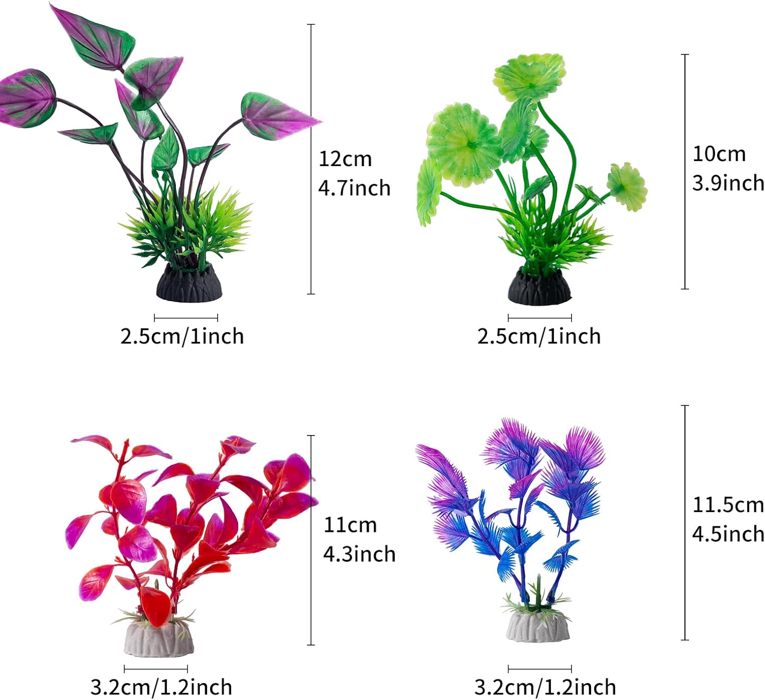 COMSUN 10 Pack Artificial Aquarium Plants, Small Size 4 inch Approximate Height Fish Tank Decorations Home Décor Plastic Pink