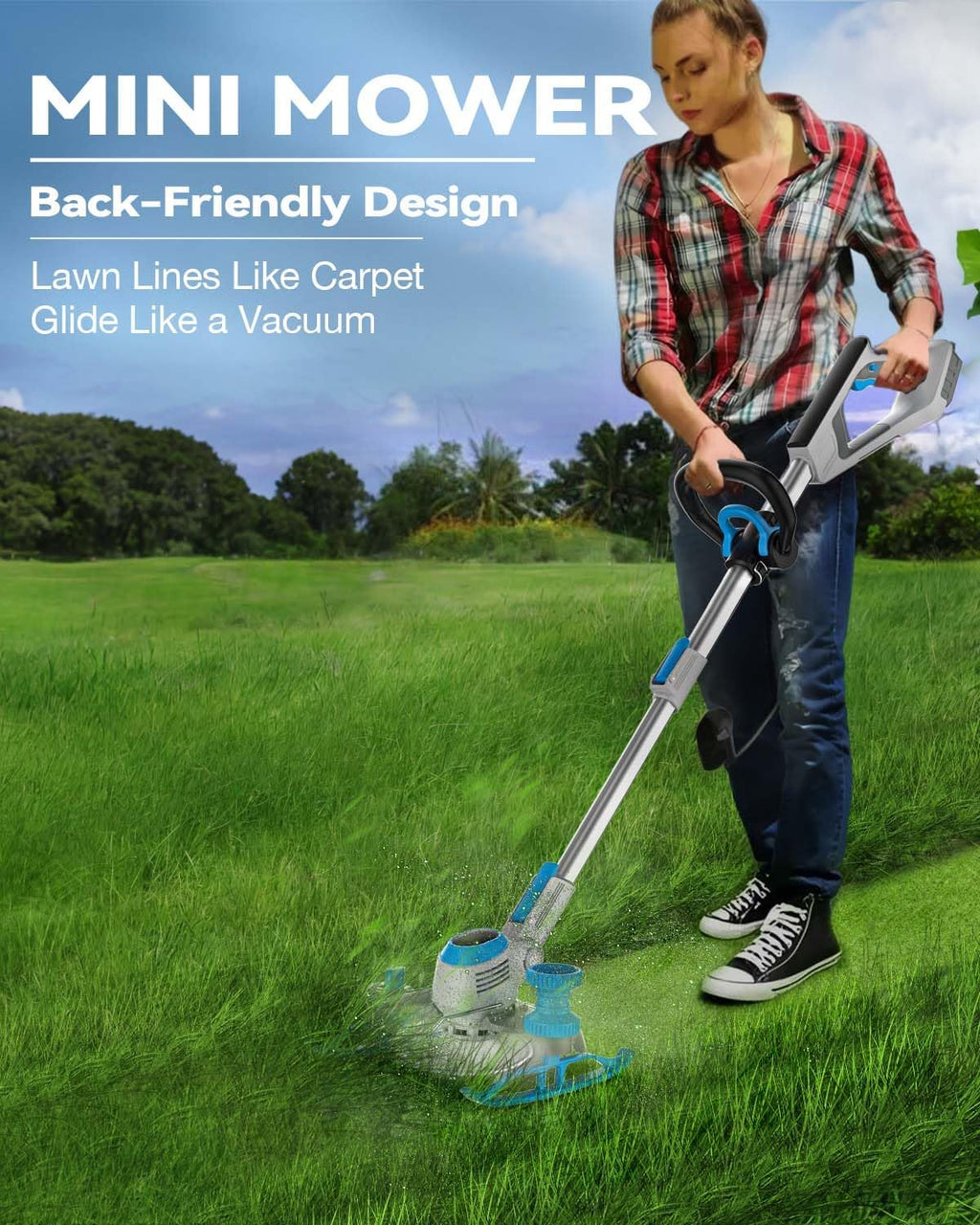 Weed Wacker Cordless, 20V MAX* 4.0Ah Battery Operated, Runing Time 75 mins, Weight only 5.2 lbs, Bladed Edger/Trimmer/Mower in 1 (with 4.0Ah Battery)