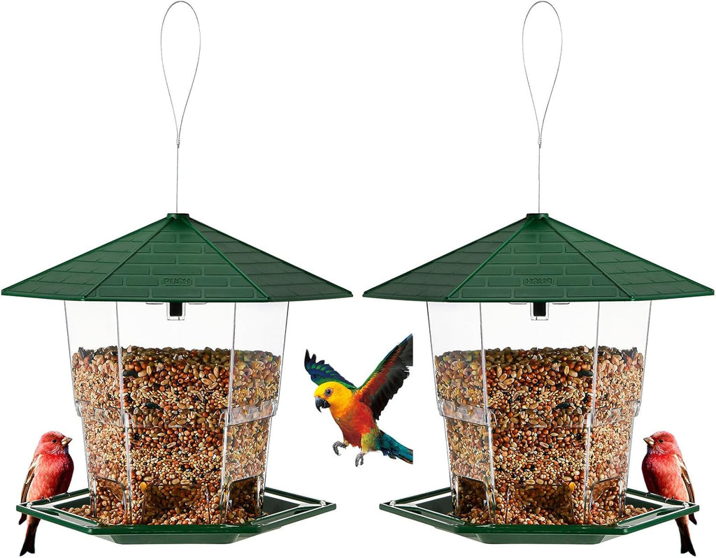 Bird Feeders for Outdoors Hanging Bird Feeder Wild Birds Seed, Green 2 Pack