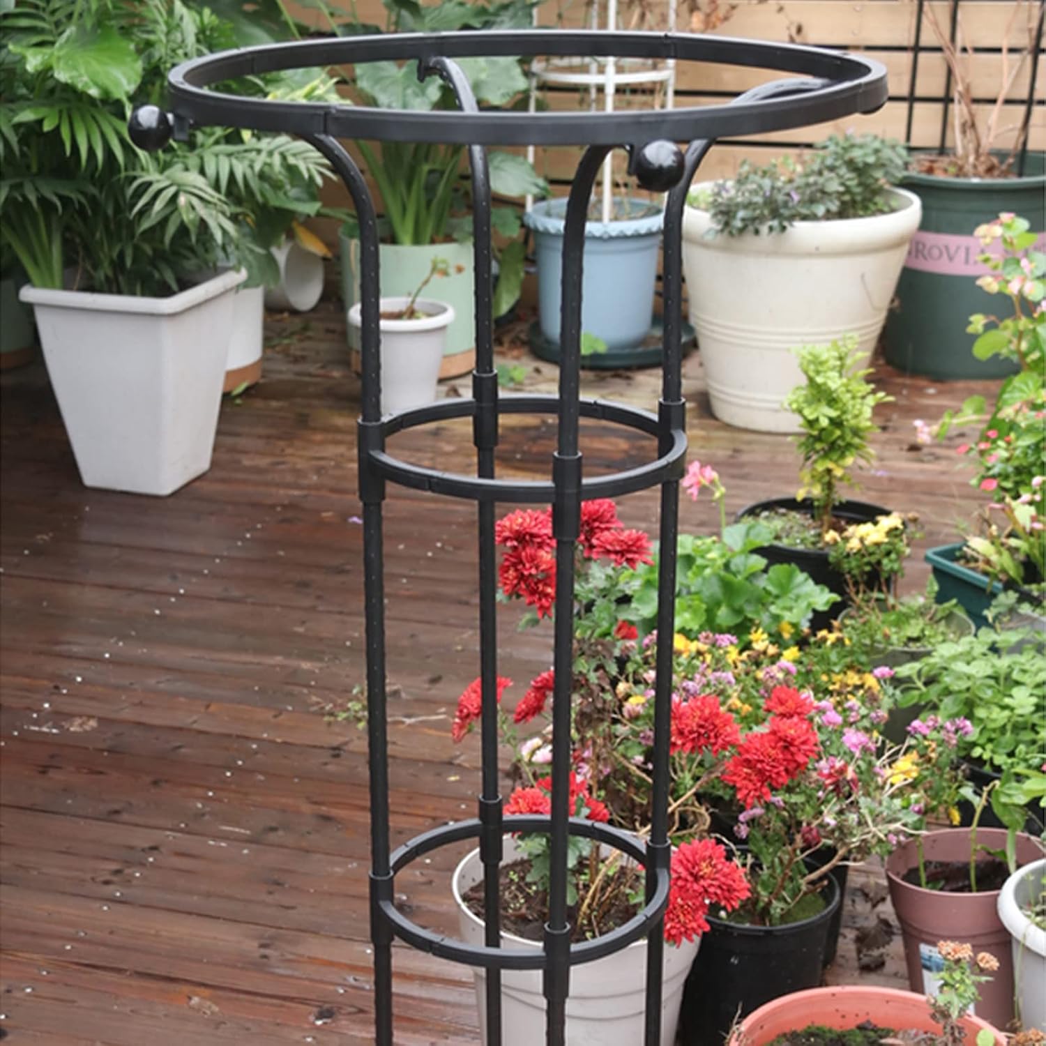 BestAlice Garden Obelisk Trellis for Climbing Plants, 73 Inch Tower Obelisk Garden Trellis, Vertical Metal Umbrella Trellis Tower with PE Coated, Black Lightweight Plant Tower for Indoor Outdoor Use