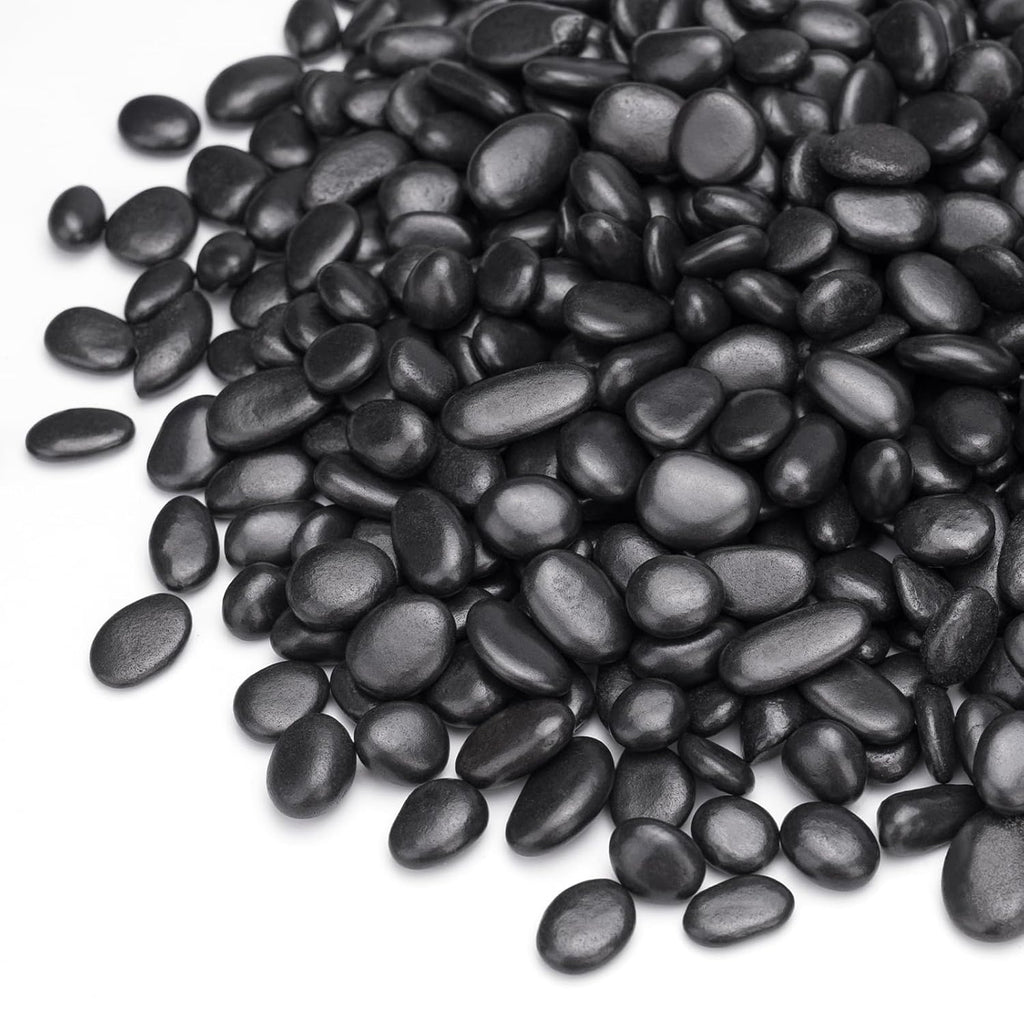 5 lbs Black Pebbles for Indoor Plants, Succulent, Bamboo, Vase, 3/8" Plant Rocks for Pots Indoor, Small River Rocks Decorative Pea Gravel, Highly Polished