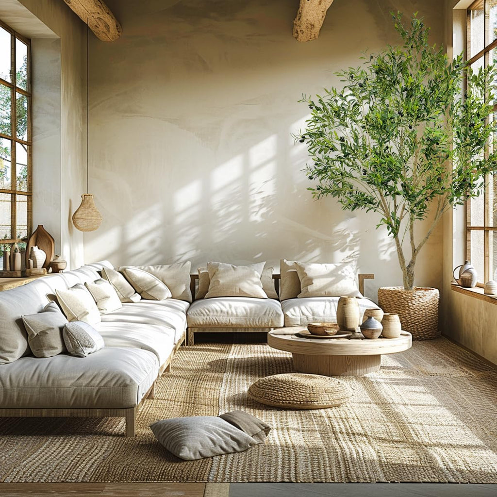 Artificial Tree Faux Olive Tree 8ft Tall Fake Olive Plant in Pot Fake Silk Tree Faux Plants Indoor