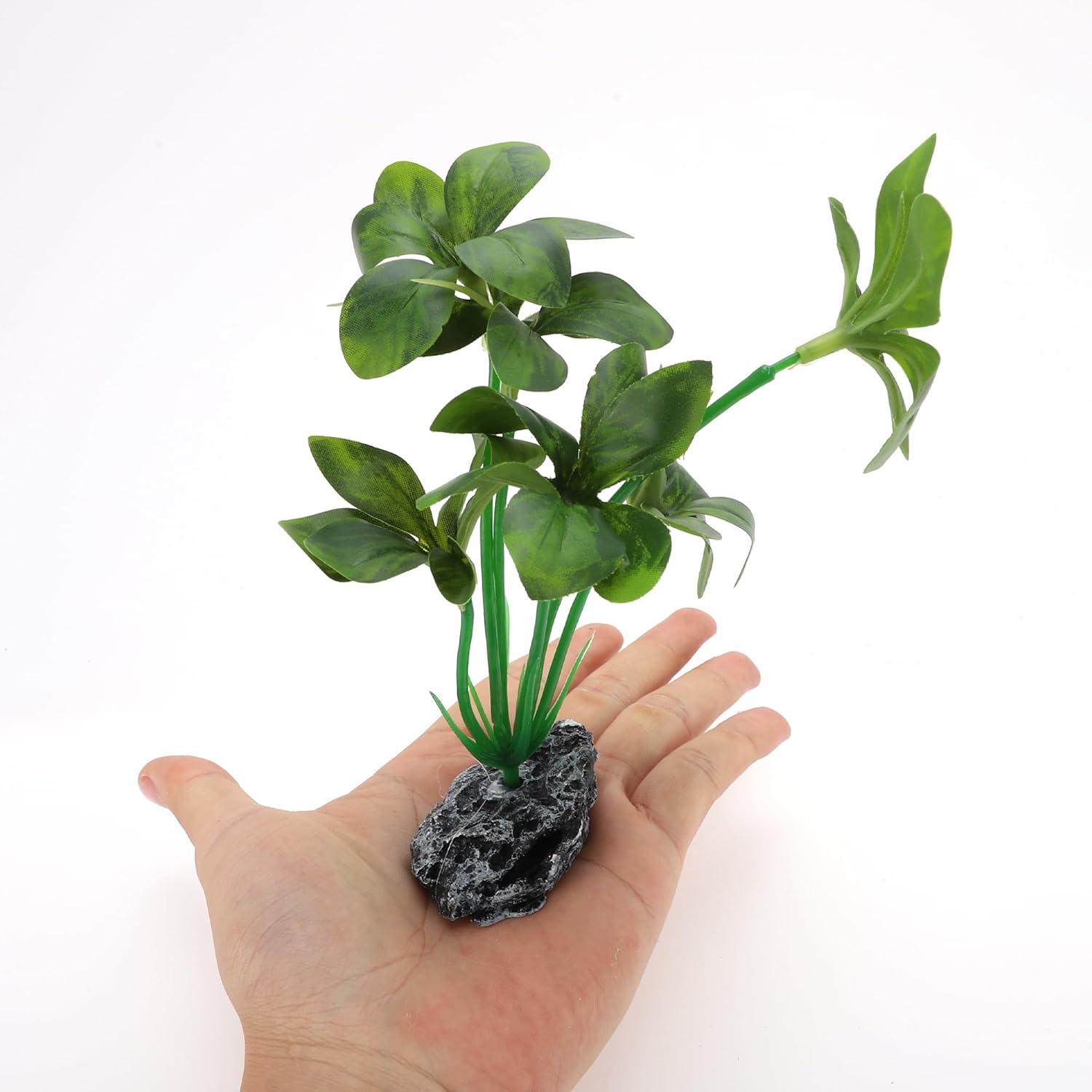 Aquarium Plastic Plants, Reptile Plant Decoration, Aquatic Plant Resin Decor, Betta Fish Tank Realistic Plants for Aquarium, 7.28" Height, Green
