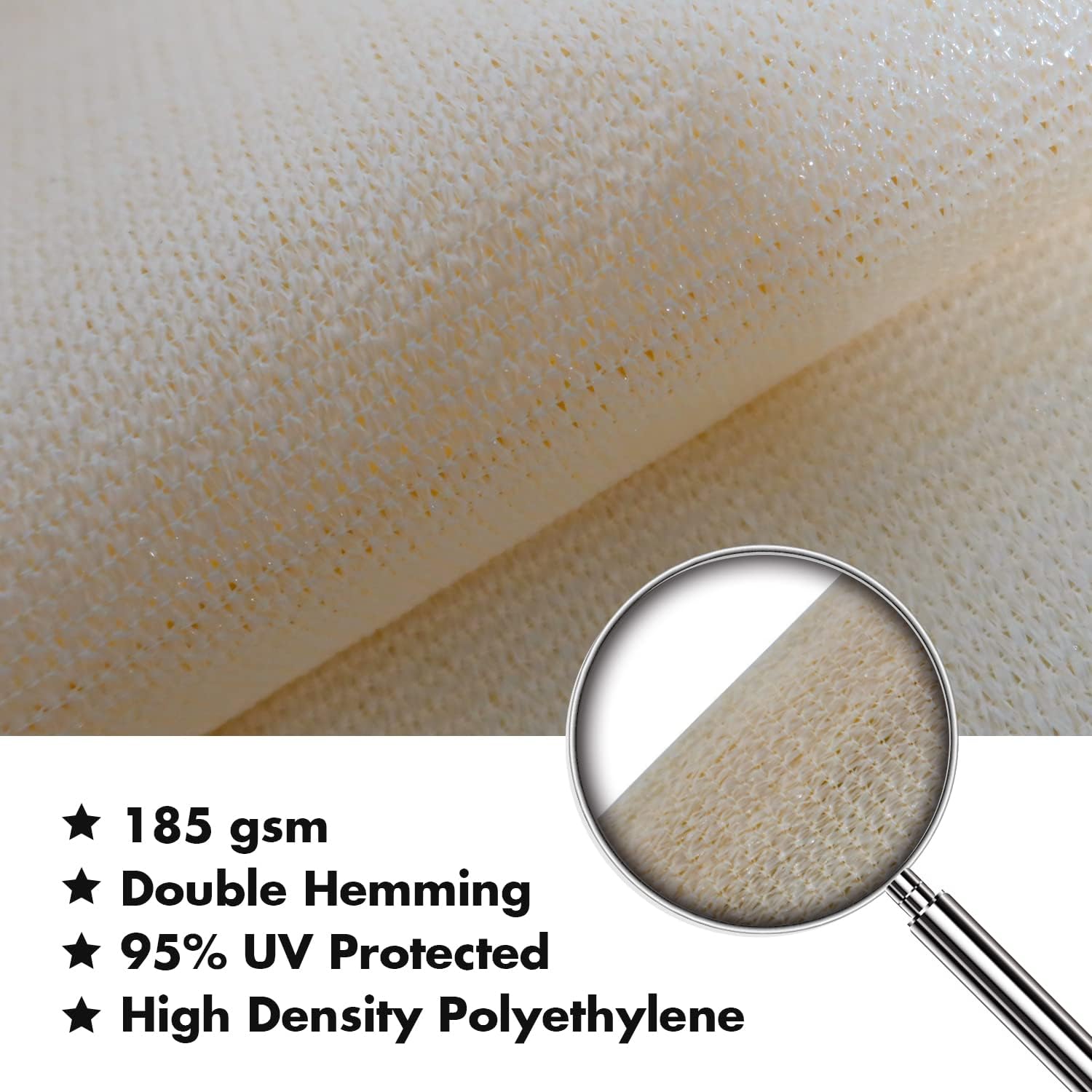 KANAGAWA 7'X9' Cream Custom Size Sun Shade Sail Rectangle UV Block Canopy Cover for Patio Backyard Lawn Garden Outdoor (Customized Available)