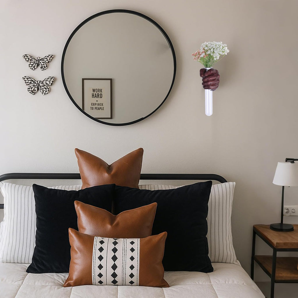 Wall Sculptures, Hand Vases Home Decor, Wall Mount Art Sculpture, Unique Wall Art Statue, Funky Flower Vase Decorations, Modern Eclectic Hanging Decor,Glass Test Tube Vase