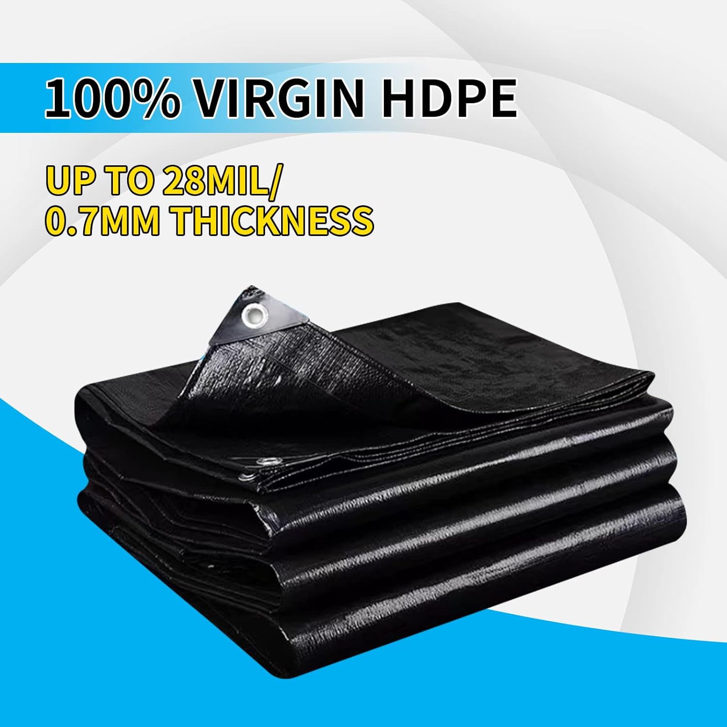 15X20FT Reinforced PE Pond Liner, 28Mil Thickness Pond Liners for Outdoor Ponds, Hemmed Edge with Buttonholes Liners for KOI/Fish, Duck Pond and Waterscape.