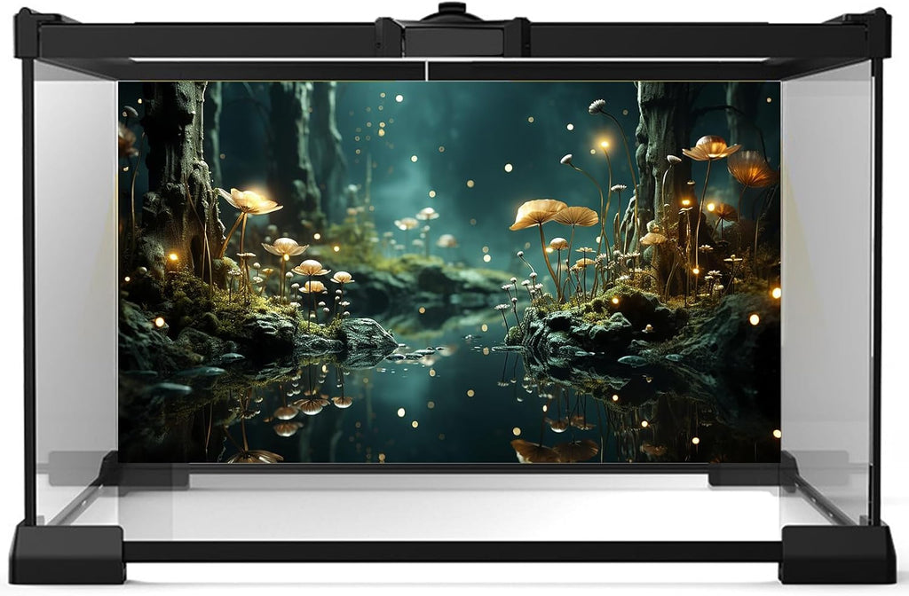 Fantasy Aquarium Background Rock Flowers Tranquil Water Scene Terrarium Backdrop Fantasy Lights Fish Tank Background Reptile Habitat Backdrop Aquarium Poster Wallpaper Decor Vinyl 60x24in