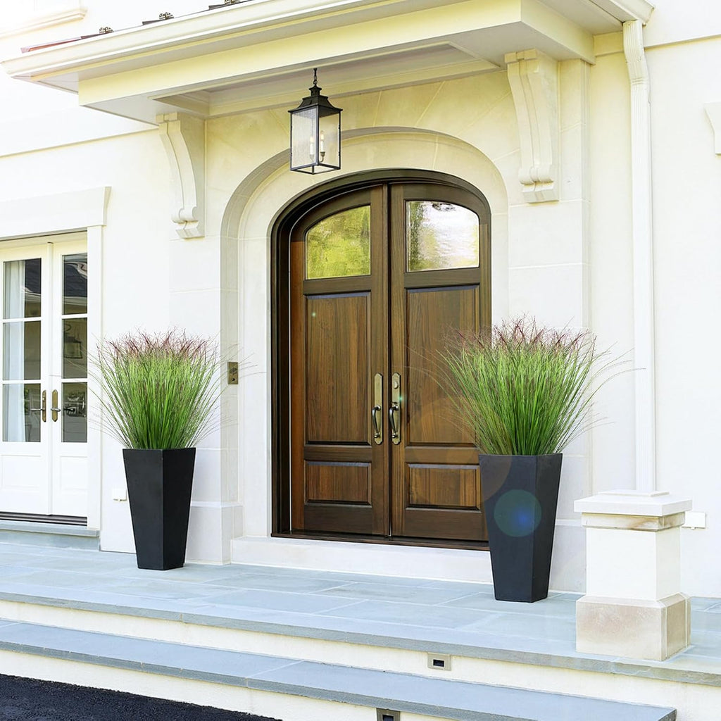 48Pcs Artificial Grass Plants Faux Shrubs Wheat Grass Fake Tall Grass Plants for Outdoor Decor Greenery Stems Weed for Room Indoor Home Decor（Green Red Tail