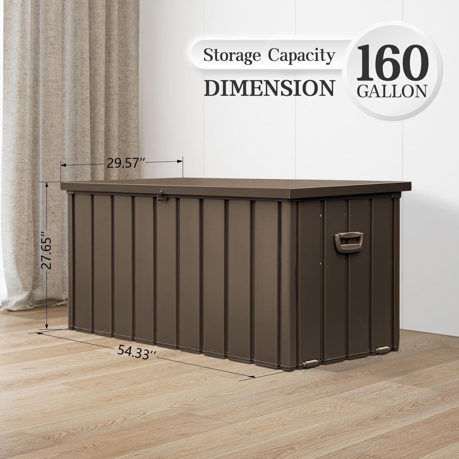 Domi 160-Gallon Outdoor Storage Box – Waterproof, Lockable Storage Cabinet for Patio Furniture, Garden Tools & Pool Supplies – Large Metal Storage for Cushions, Toys & More