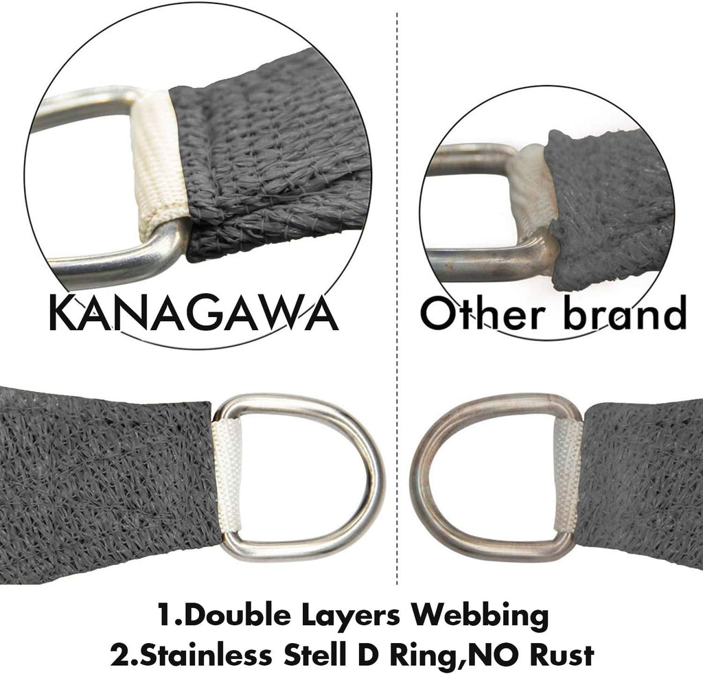 KANAGAWA Sun Shade Sail 16'x16' Dark Gray Rectangle UV Block Canopy Cover for Patio Backyard Lawn Garden Outdoor Activities