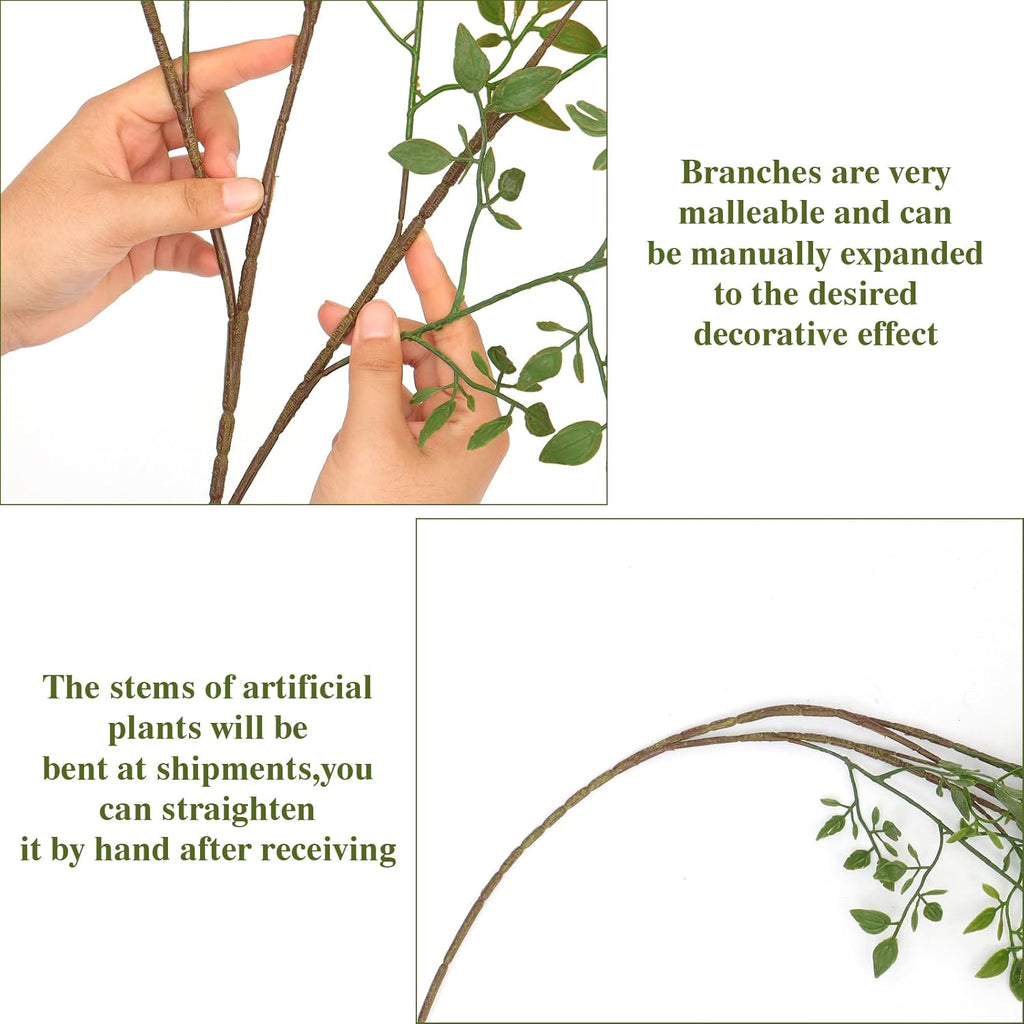 Dremisland Artificial Plant 43.3 Inch Artificial Bamboo Plant Branch 2 Pcs Artificial Green Stems Lucky Bamboo Plants Fake Shrubs Plants Autumn Bushes for Home Office Garden Decor (Yellow Green)