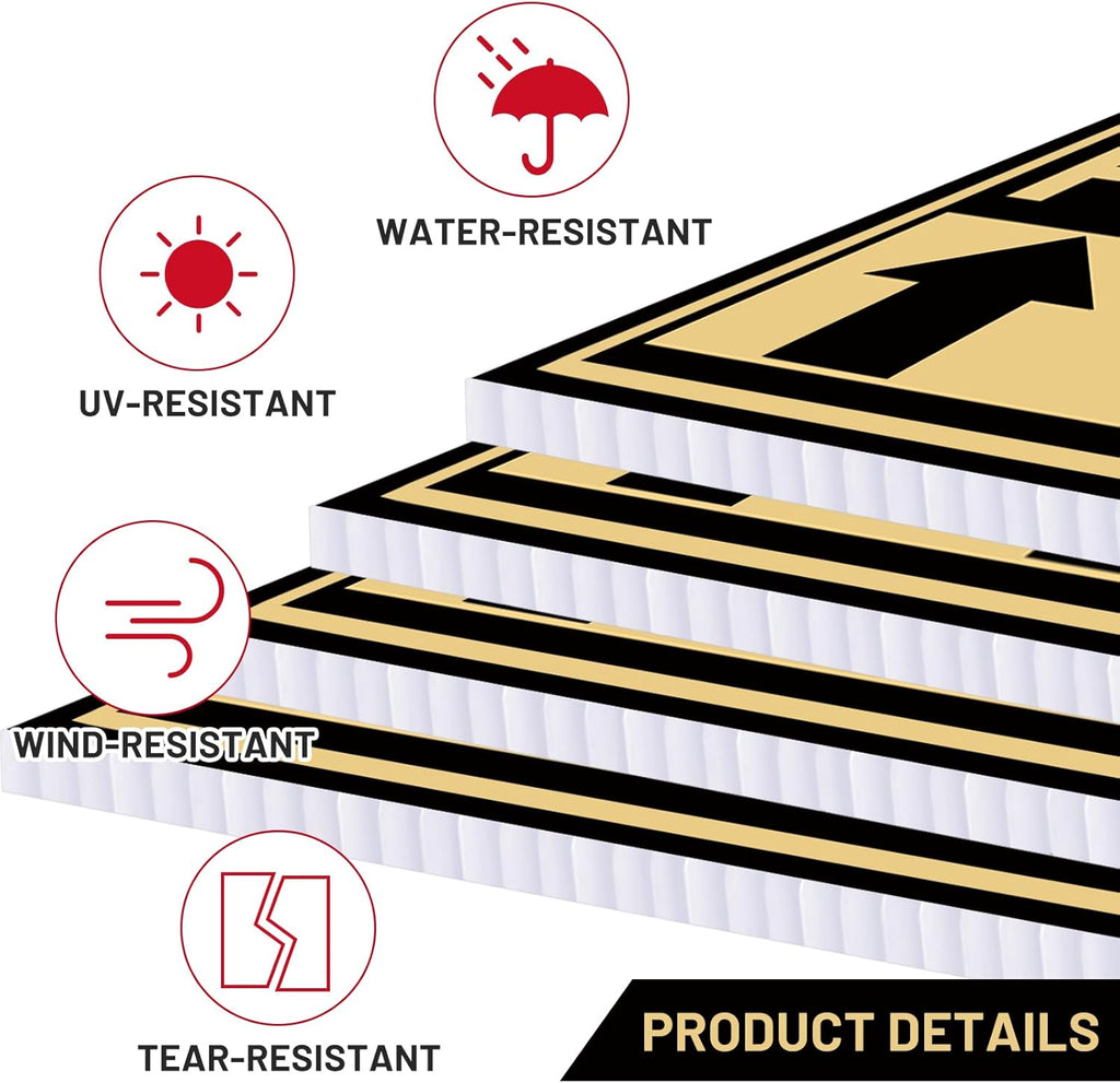 Juexica 9 Pieces 16 x 12 Inches Outdoor Event Parking Signs with Arrow Corrugated Plastic Yard Double Sided Event Signs Outdoor Directional Guest Parking(Black and Gold)