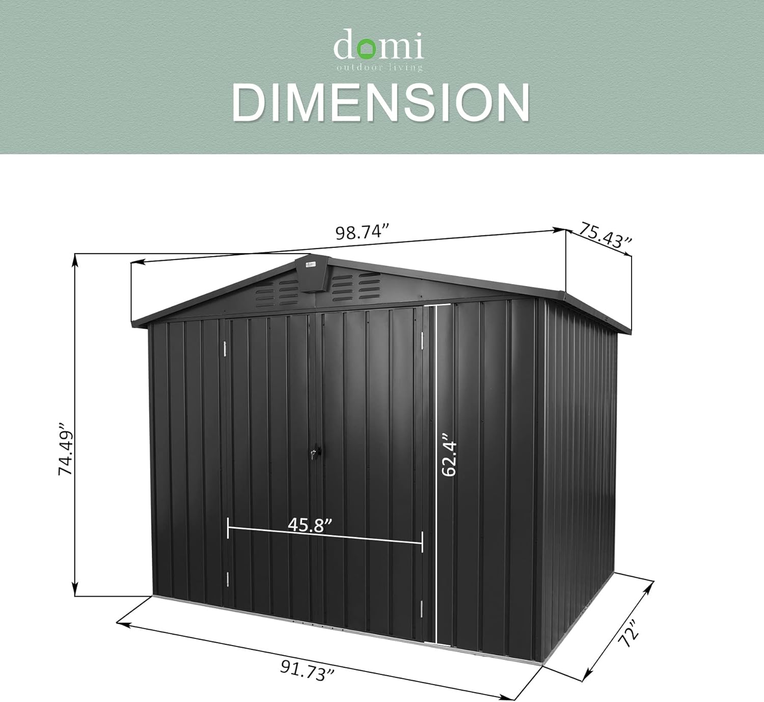 Domi Outdoor Storage Shed 8.2' x 6.2', Metal Steel Utility Tool Shed Storage House with Double Lockable Doors & Air Vent for Backyard Garden Patio Lawn