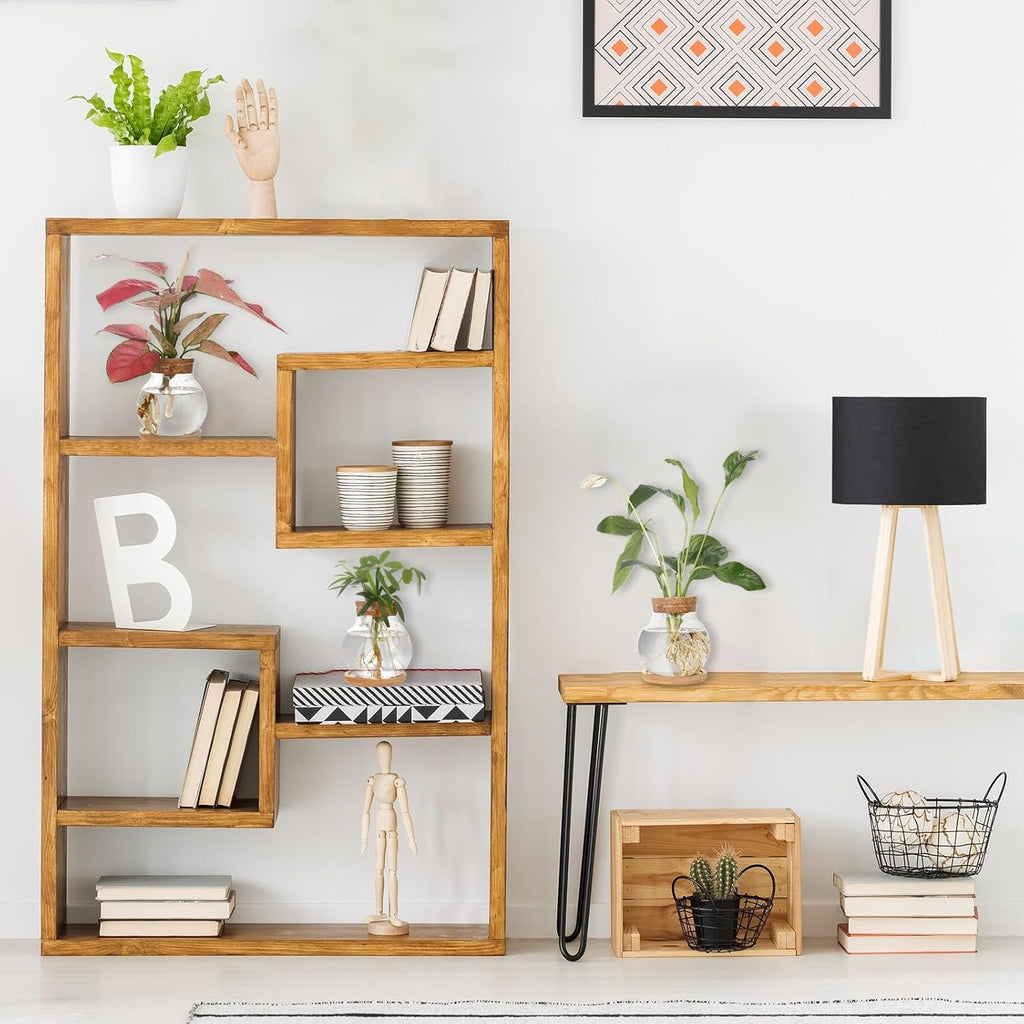 Plant Propagation Station,Hydroponic Glass Container Vase Jars, with Wooden Saucer for Desks, Houses, Garden Decorations, Home Kitchen Decorations and Gifts for Plant Lovers (9)