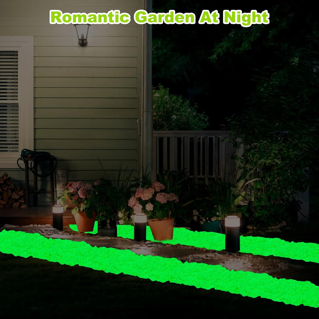 500pc Glow in The Dark Outdoor Rocks Glow in The Dark Fish Rocks Glowing Rocks for Garden Luminous Stones for Aquarium Glowing Stones for Driveway Walkway Patio Lawn Yard,Green