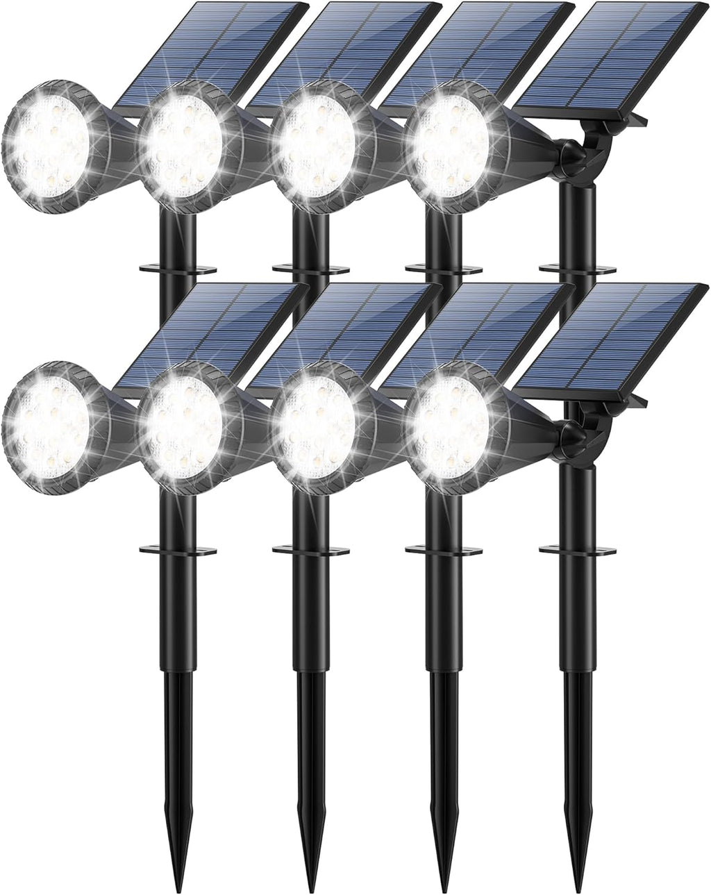 Solar Lights Outdoor Waterproof IP65 180° Adjustable Solar Powered Landscape Spot Lights for Yard 4 Lighting Modes Spotlights for Pathway Garden Outside Wall Pool Porch (8 Pack, Cool White)