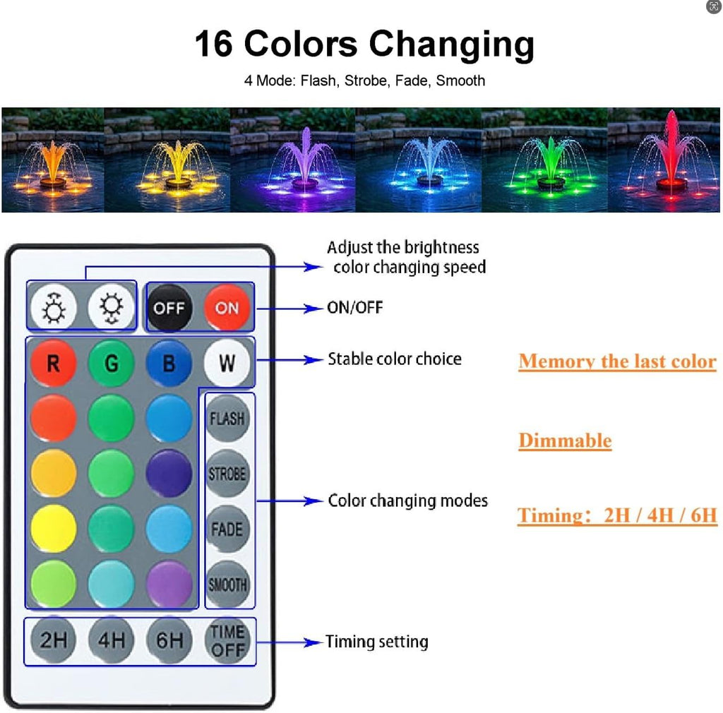 Pond Lights with Timer Color Changing Outdoor Spotlights Underwater Fountain Light Dimmable IP68 Waterproof Submersible LED Landscape Lighting with Spiked Stand (Set of 4)