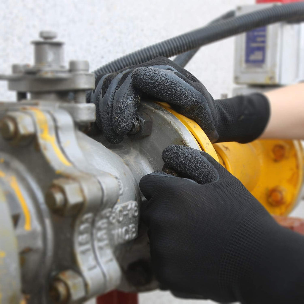 Evridwear Crinkle Latex Rubber Hand Coated Safety Work Gloves for Men Women General Multi Use Construction Warehouse Gardening Assembly Landscaping (XXL-Size) 12 Pairs Pack