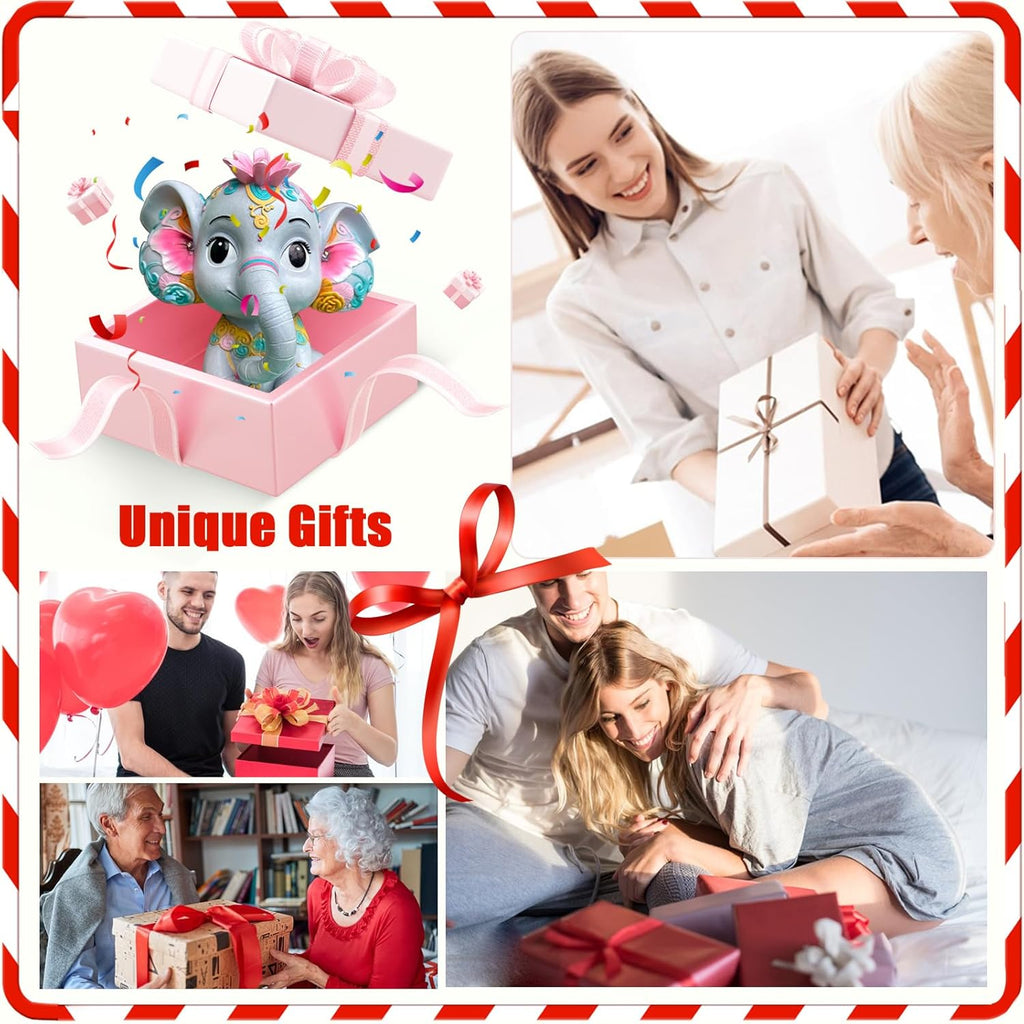 Solar Garden Outdoor Statue Elephant with 4 LED Lights,Lawn Decor Statue for Patio, Balcony,Yard Ornament,Ideal Gift for Christmas,Women,Mom,Grandma,Birthday or Unique Housewarming