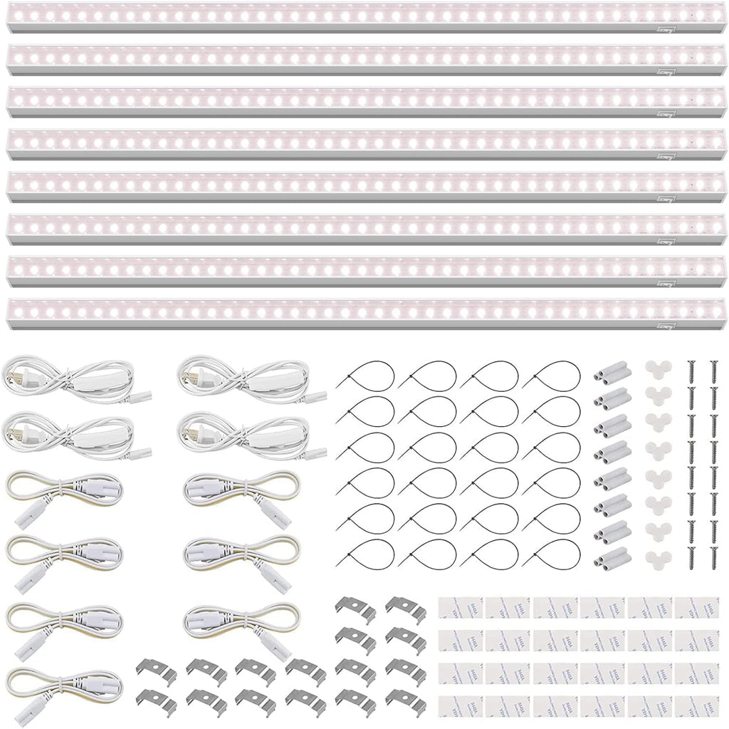 Barrina T5 Grow Lights for Indoor Plants, Full Spectrum LED Grow Light, 2FT 80W (8 x 10W), Plant Lamp for Indoor Growing, Seed Starting, Pinkish White, 8-Pack