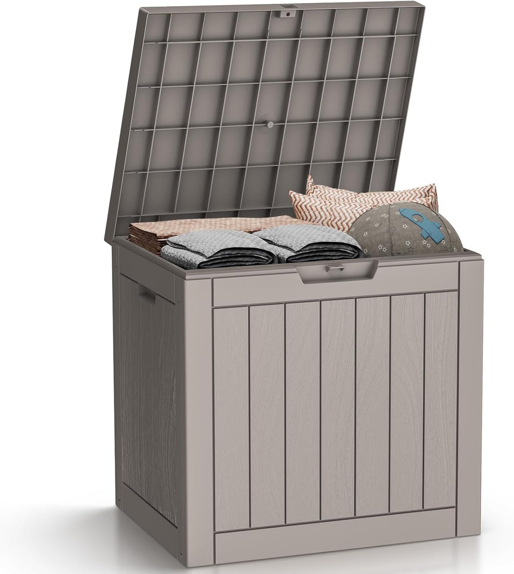 DRATO Deck Boxes, 31 Gallon Outdoor Storage Box for Patio Cushion, Sports Equipment, Garden Tools, Waterproof and UV Resistant, Lockable (Grey)