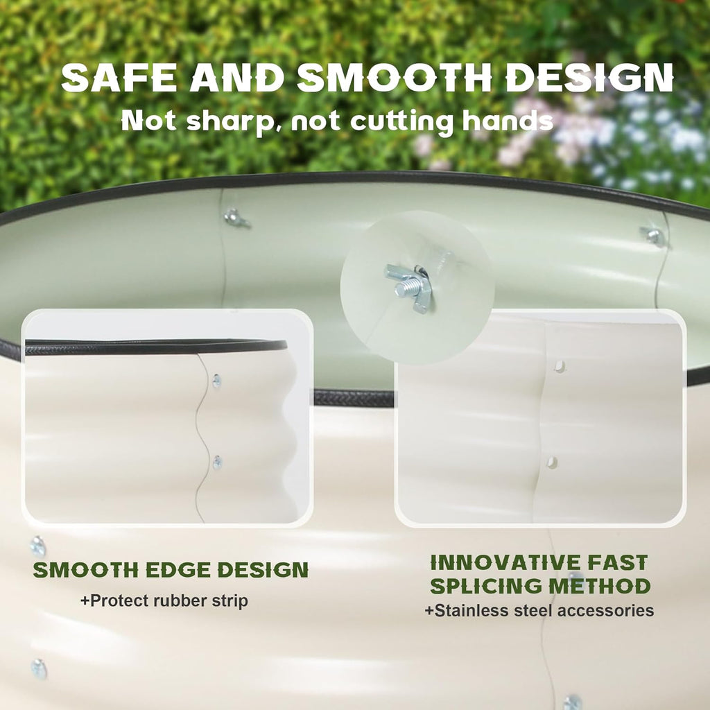 Galvanized Raised Garden Bed Kit Outdoor Metal Garden Planter Box for Backyard Gardening, Planting Vegetables, and Patio (Dia23.6"x11.8")