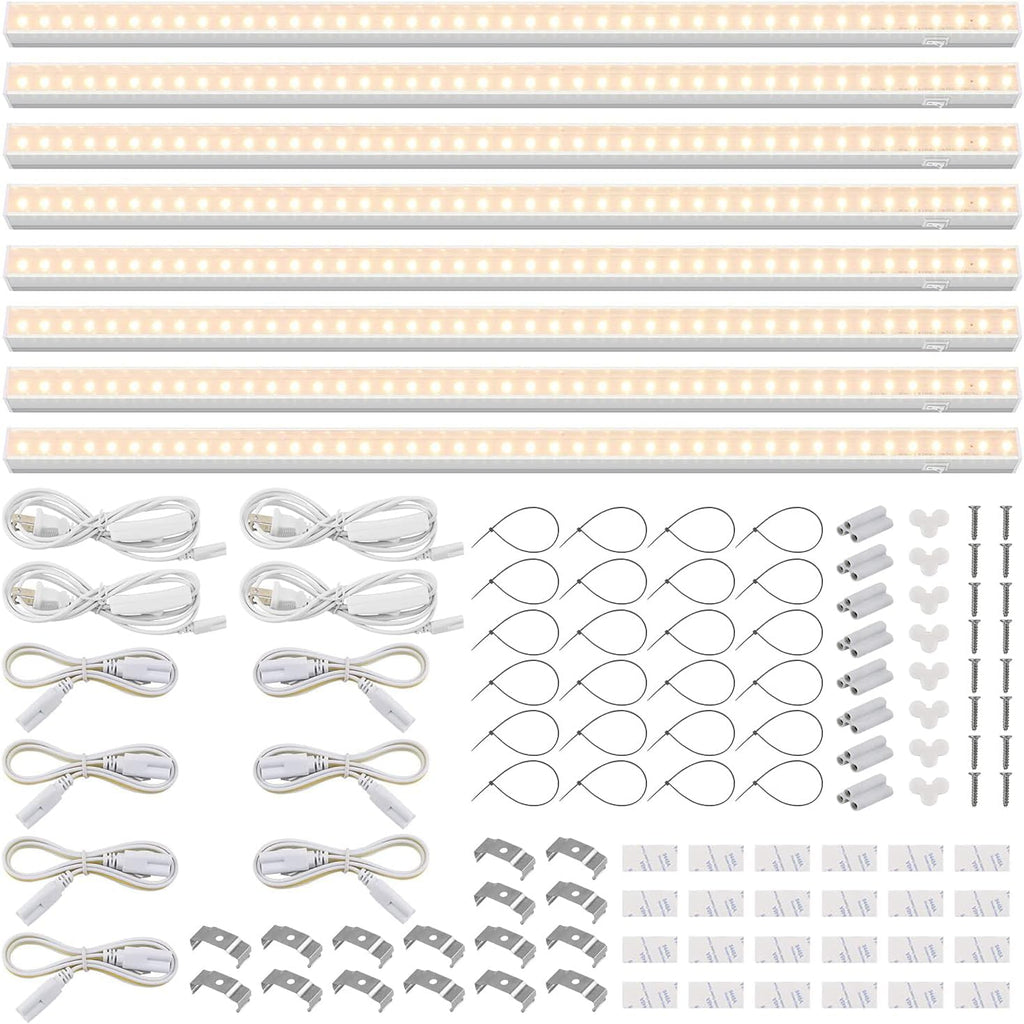 Barrina T5 Grow Lights, Full Spectrum, 2ft 80W (8 x 10W, 500W Equivalent), LED Grow Light Strip for Greenhouse, Plant Grow Shelf, Plug and Play Easy Installation, Yellow, 8-Pack