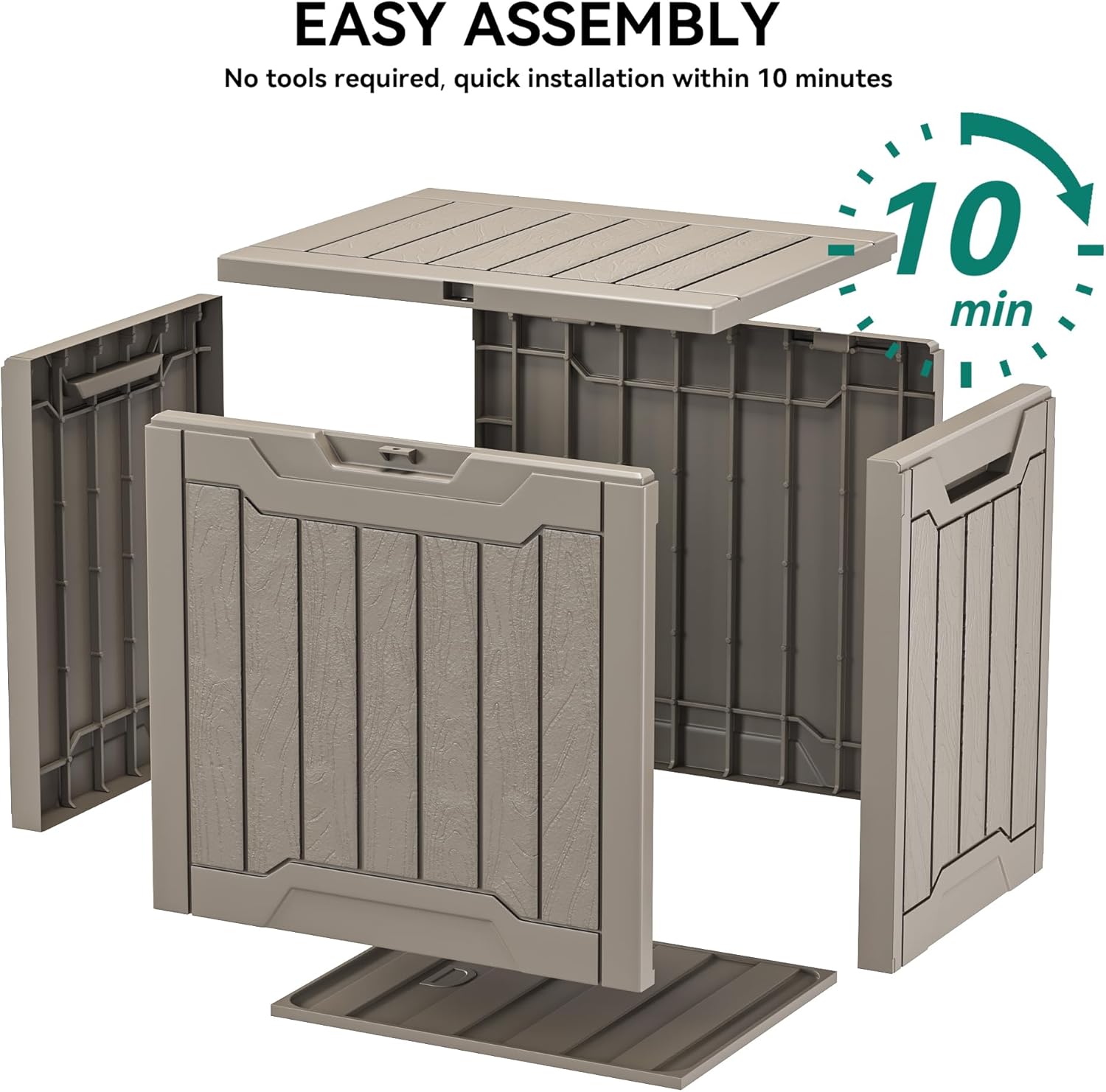 YITAHOME 31 Gallon Outdoor Storage Box, Resin Deck Box and Waterproof Package Delivery Box for Gardening Tools, Pool Supplies, Patio Furniture, Lockable, Taupe