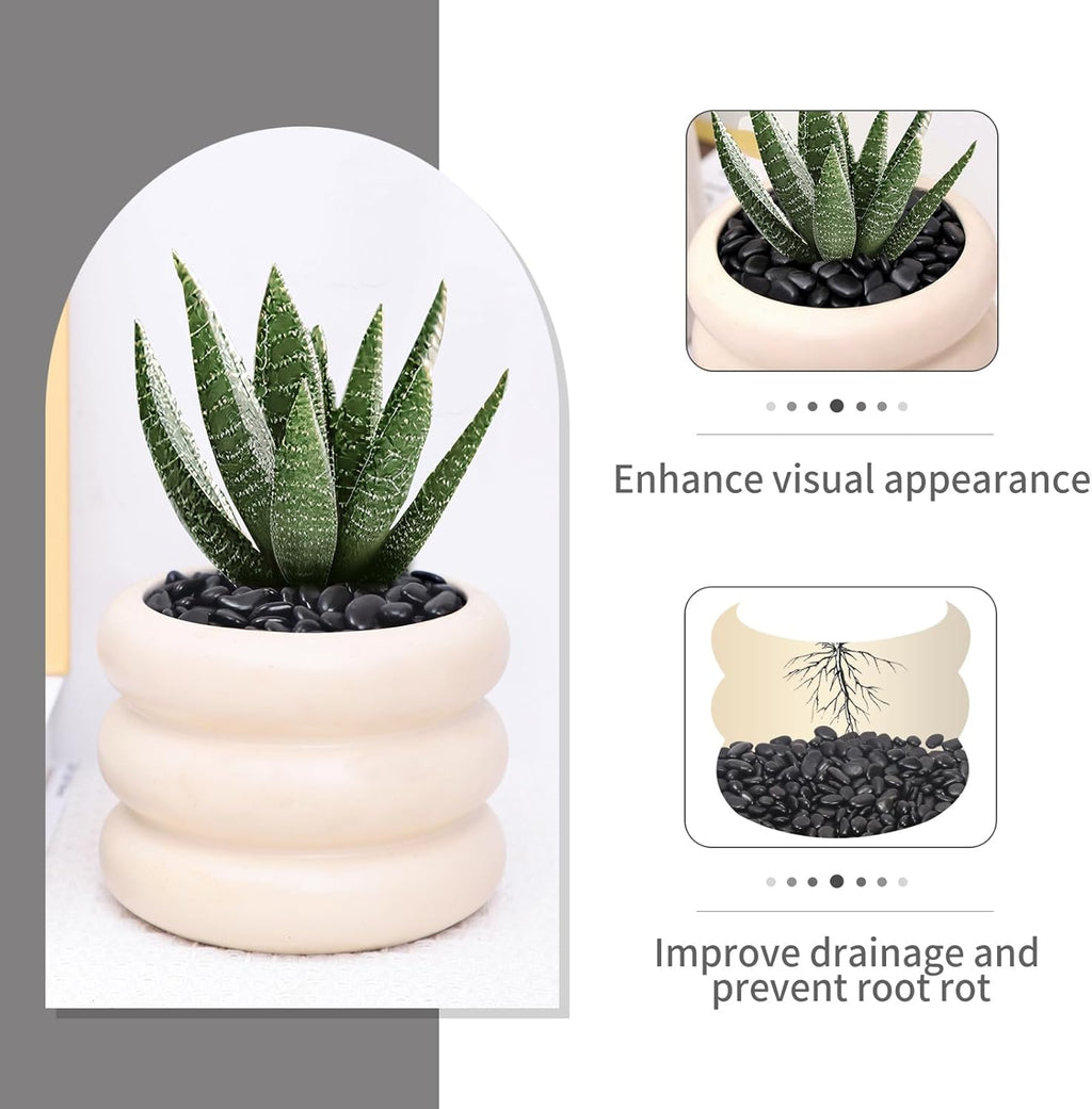 5LB Black Pebbles for Indoor Plants, Vases, Succulent, 3/8 Inch Small Black Rocks for Plants, Polished & Decorative