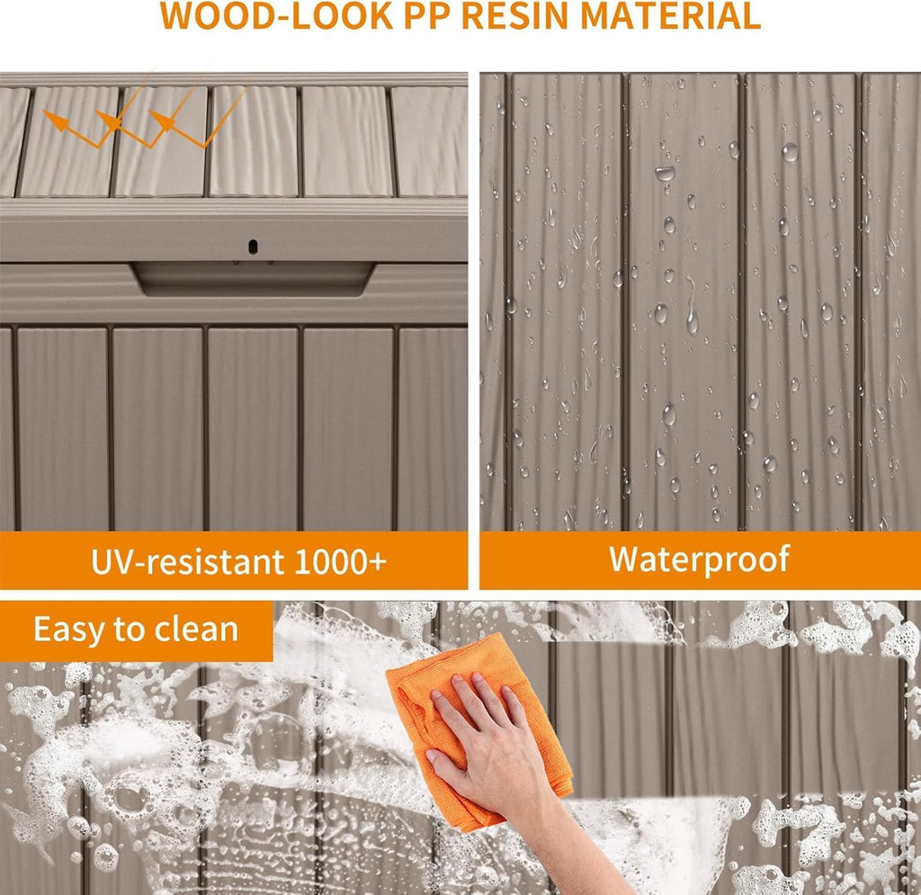 45 Gallon Deck Box,Resin Outdoor Storage Box with Lockable for Patio Furniture, Pool Accessories, Garden Tools Waterproof Outside Storage Box, Black