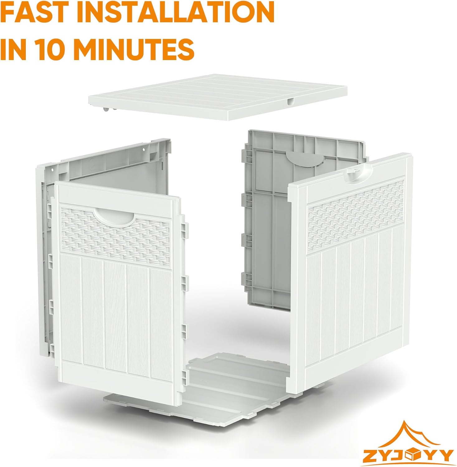 33 Gallon Resin Deck Box, Weatherproof Outdoor Storage Box for Patio, Garden and Yard, Lockable Waterproof Bin for Tools, Cushions, and Accessories, White