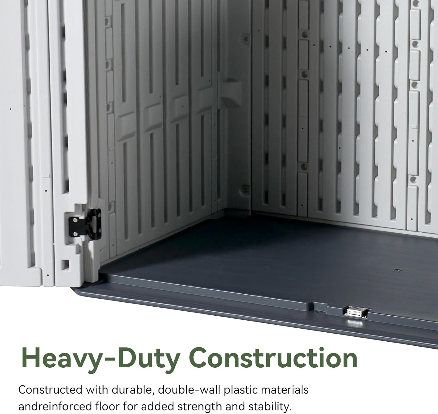 Aoxun 64 Cu.Ft Outdoor Storage Shed with Floor, Waterproof Horizontal Resin Cabinet for Garage Storage, Pool Storage, Bike Shed, Garden Shed