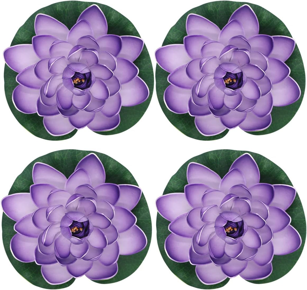 FZBNSRKO Artificial Lotus,4PCS 7.1" Inch Floating Foam Lotus Flowers for Pool,Realistic Water Lily Pads for Home Outdoor Patio Pond Wedding Party Decorations,Blue