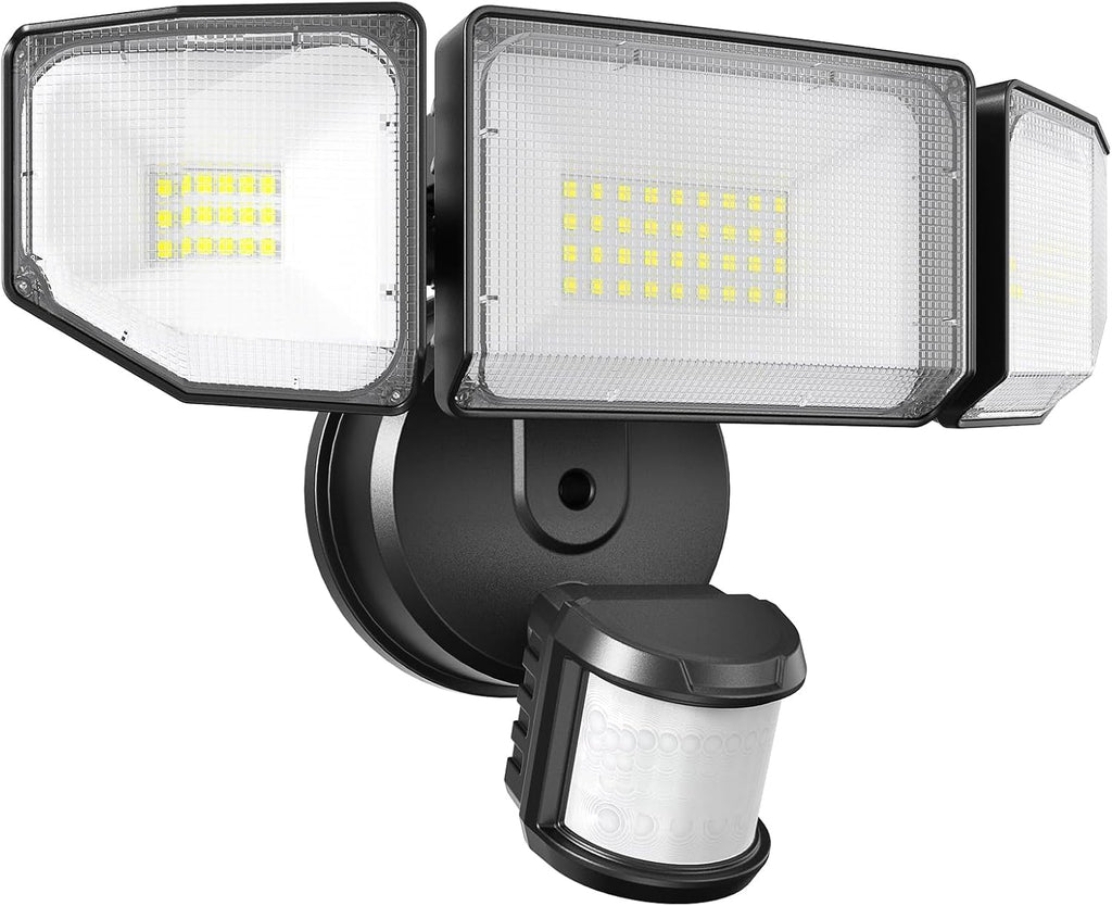 85W LED Security Lights Motion Sensor Light Outdoor, 8500LM Dusk to Dawn, IP65 Waterproof, 6500K, 3 Head Motion Detected Flood Light, Floodlight for Outside, Garage, Yard, Porch (Black)